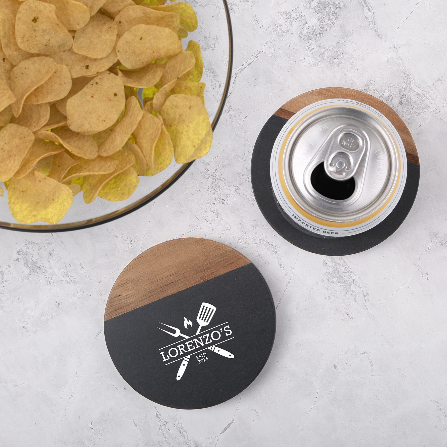 Picture of Slate & Acacia Wood Coaster Set