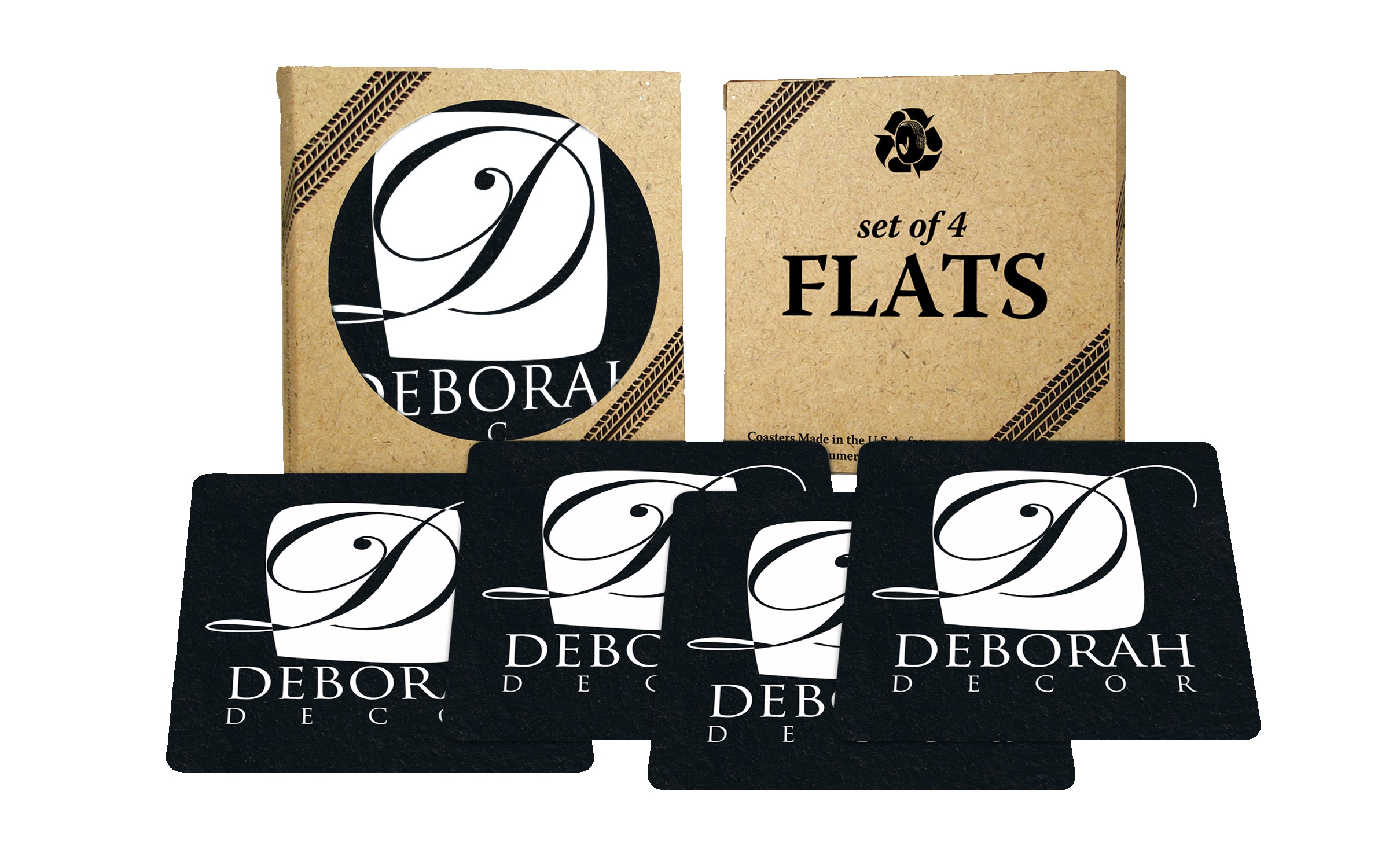 Picture of 4" Econo Flat Tire Square Coaster (Set of 4)