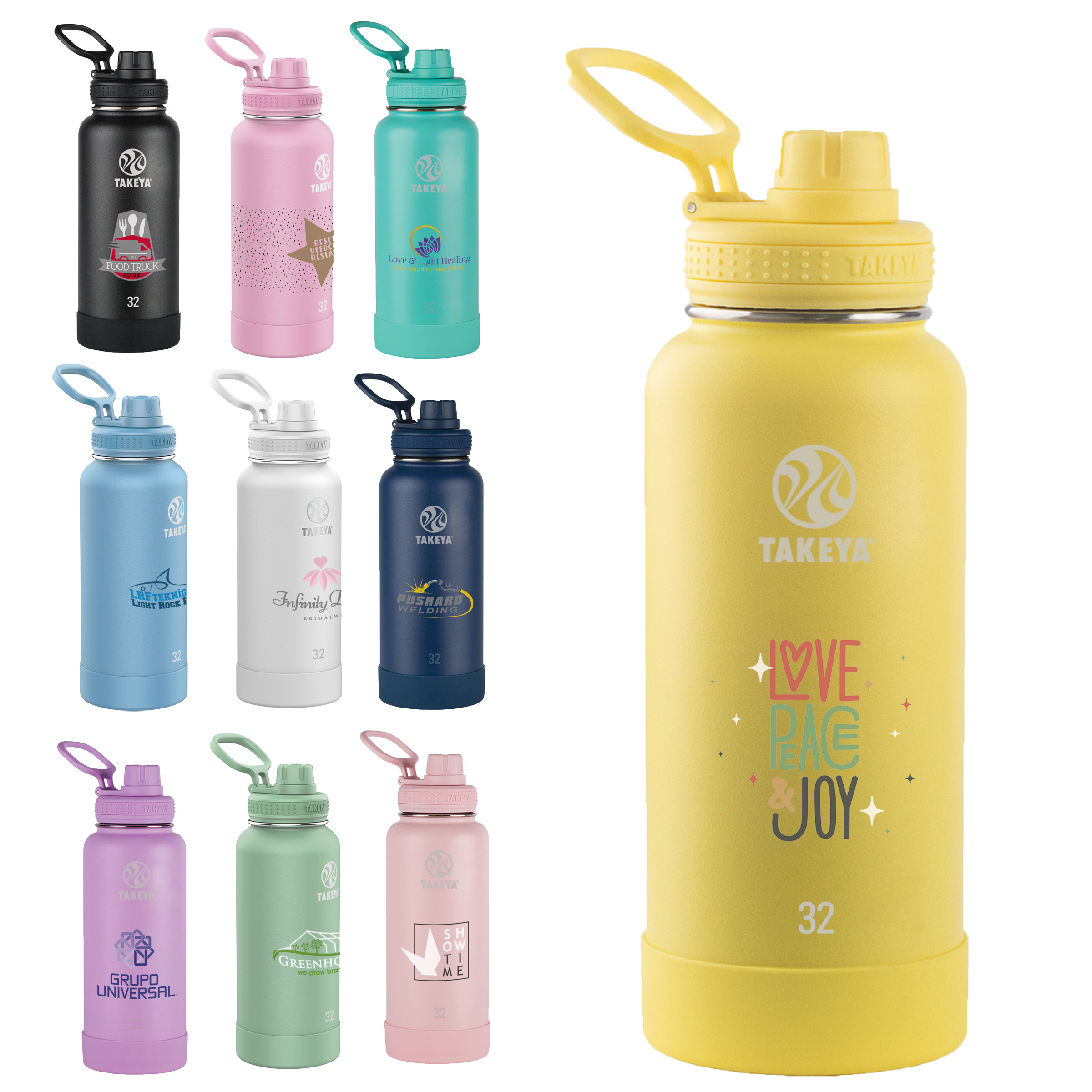 Picture of Takeya® 32 oz. Water Bottle w/Actives Insulated Spout Lid™, Full Color Digital