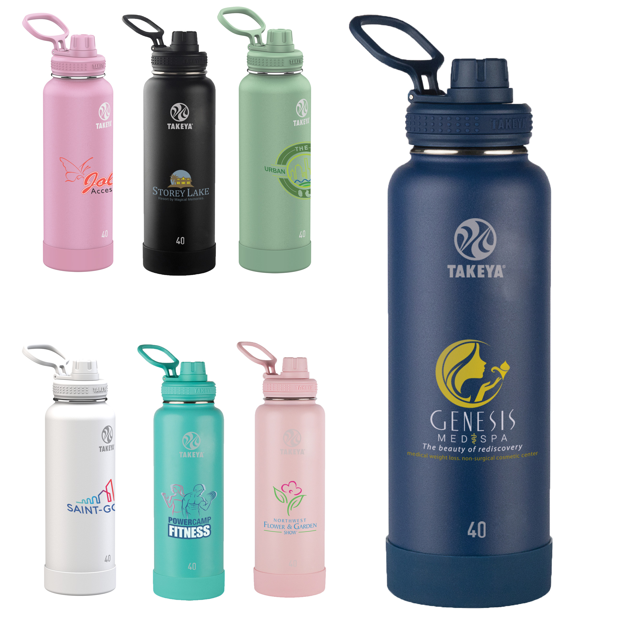 Picture of Takeya® 40 oz. Water Bottle with Actives Insulated Spout Lid™, Full Color Digital
