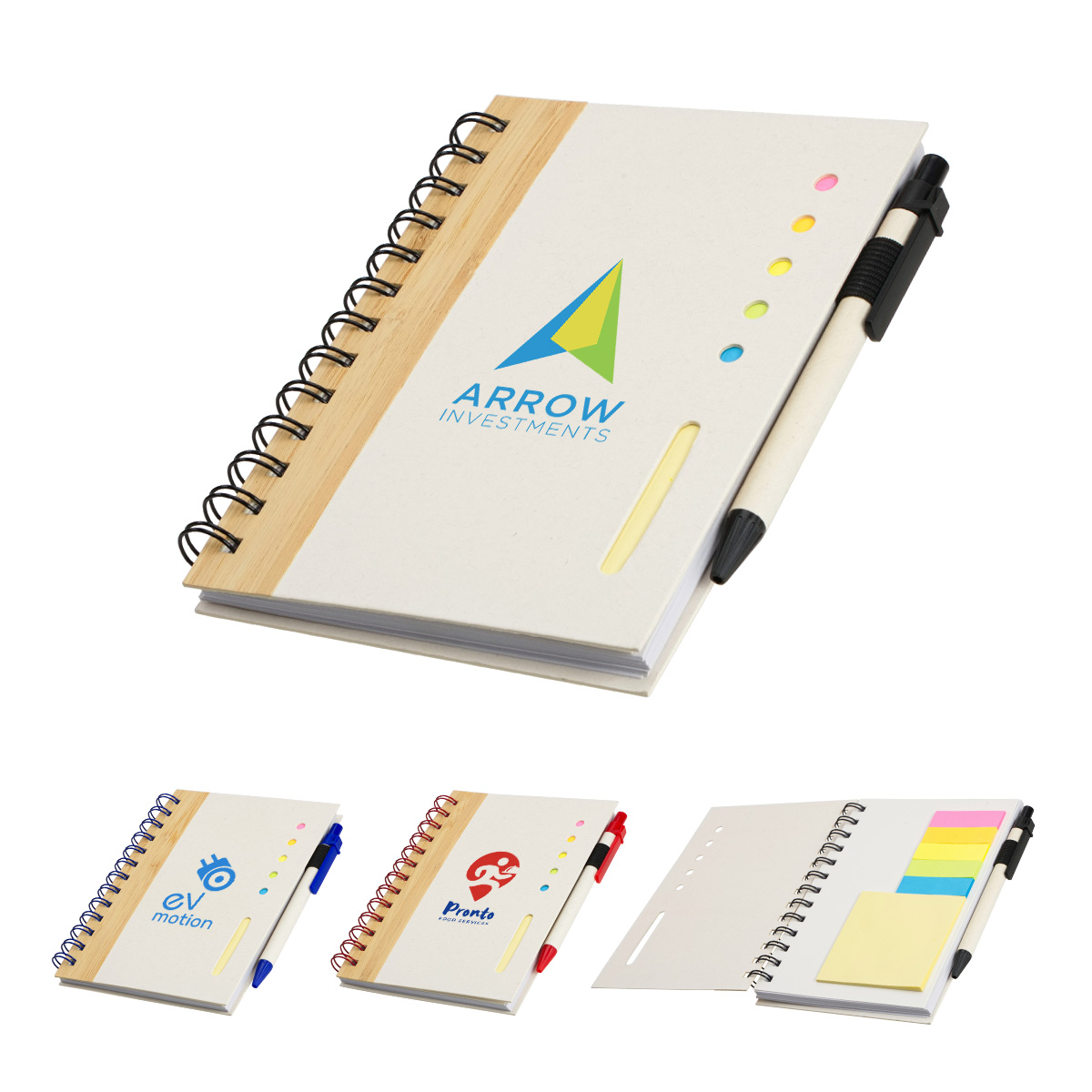 Picture of Camber Spiral Notebook with Colorful Sticky Notes & Pen