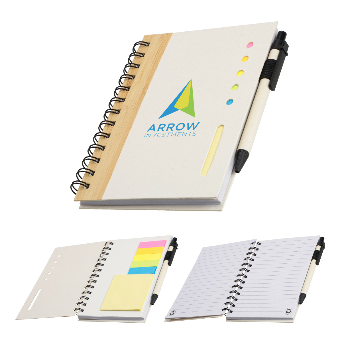 Picture of Camber Spiral Notebook with Colorful Sticky Notes & Pen