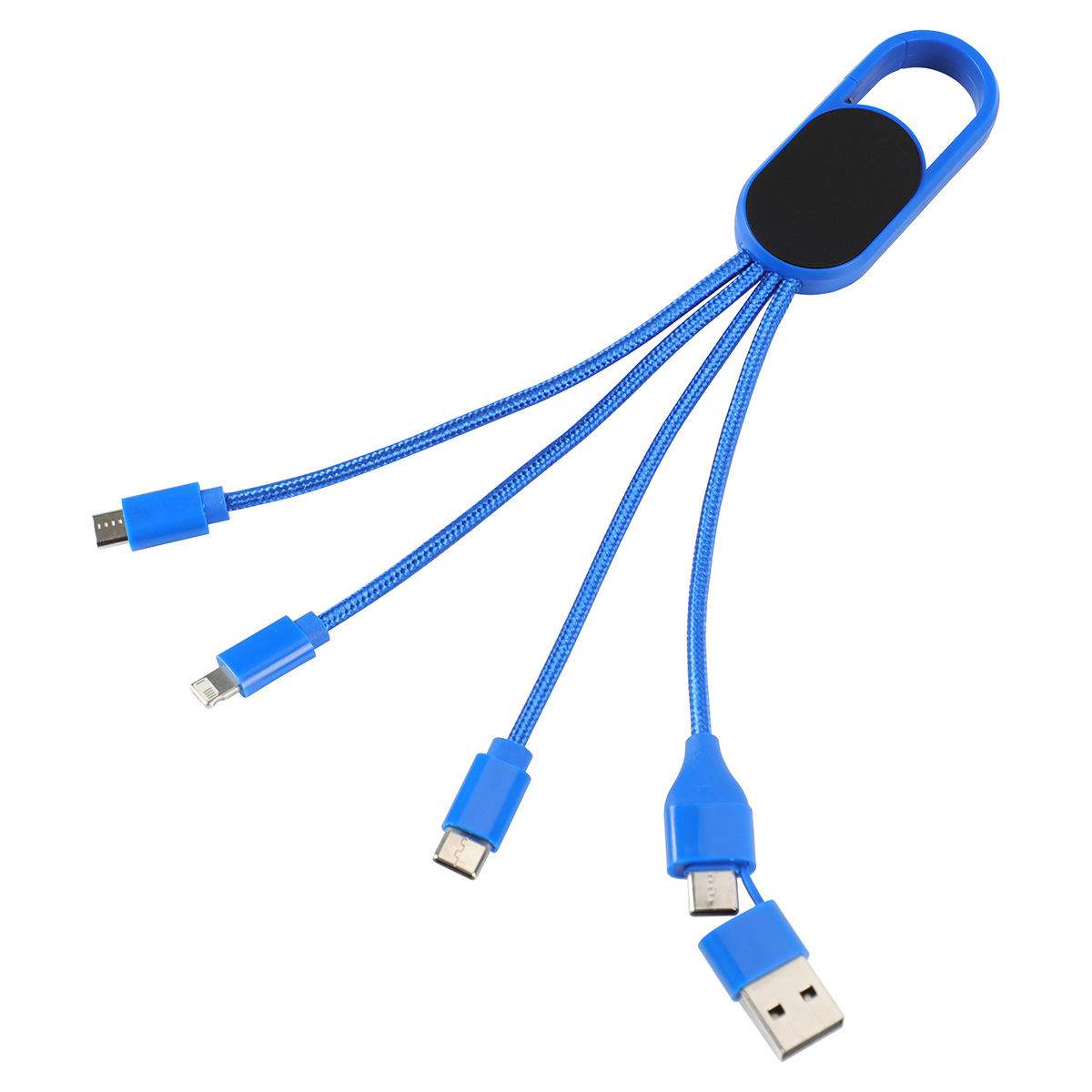Picture of Hex 6-in-1 Light-Up Charging Cable with Carabiner Clip and Recycled Casing