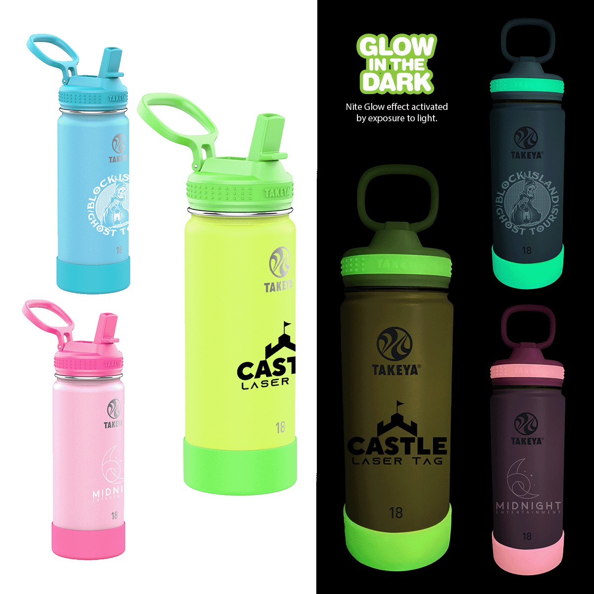 Picture of Takeya 18 oz. Actives Glow in the Dark Bottle