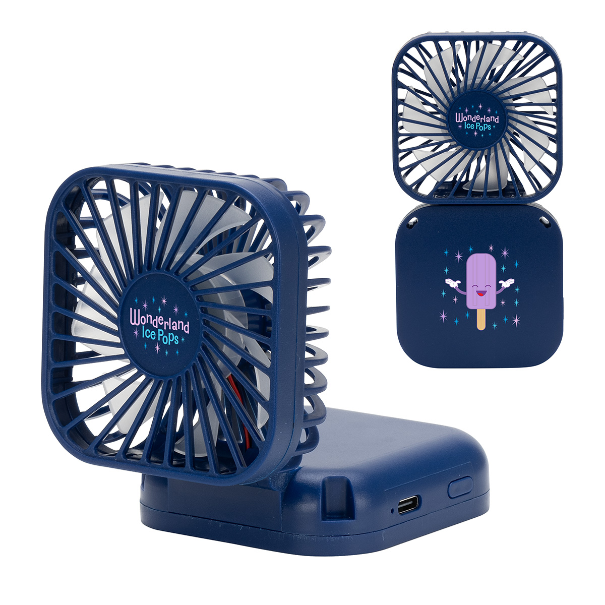 Picture of Whirlwind Mini Folding Rechargeable Fan with Lanyard
