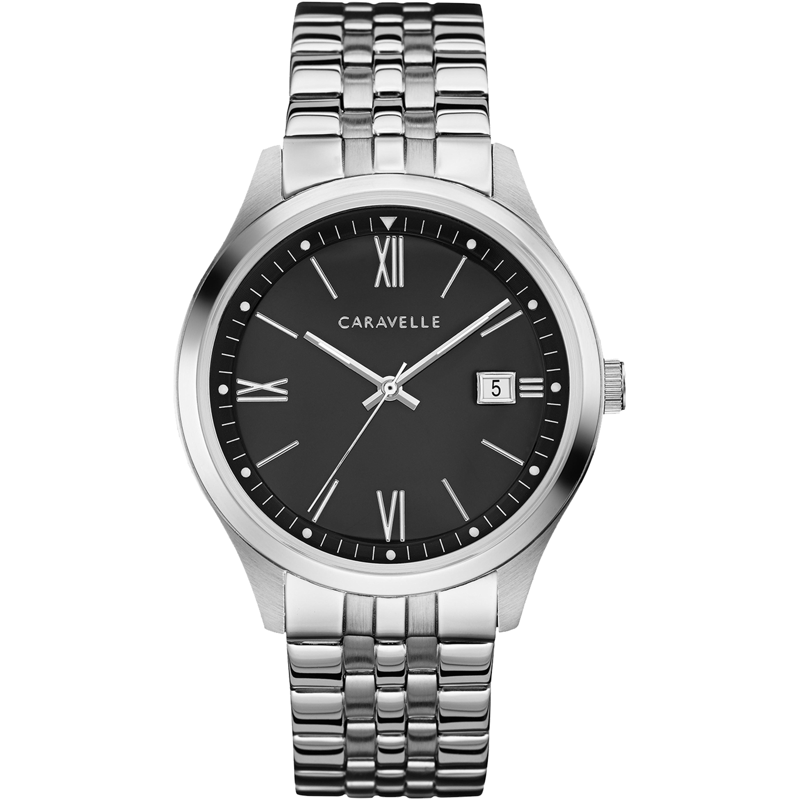Picture of Caravelle by Bulova Men's Stainless Steel Bracelet Watch with Black Dial