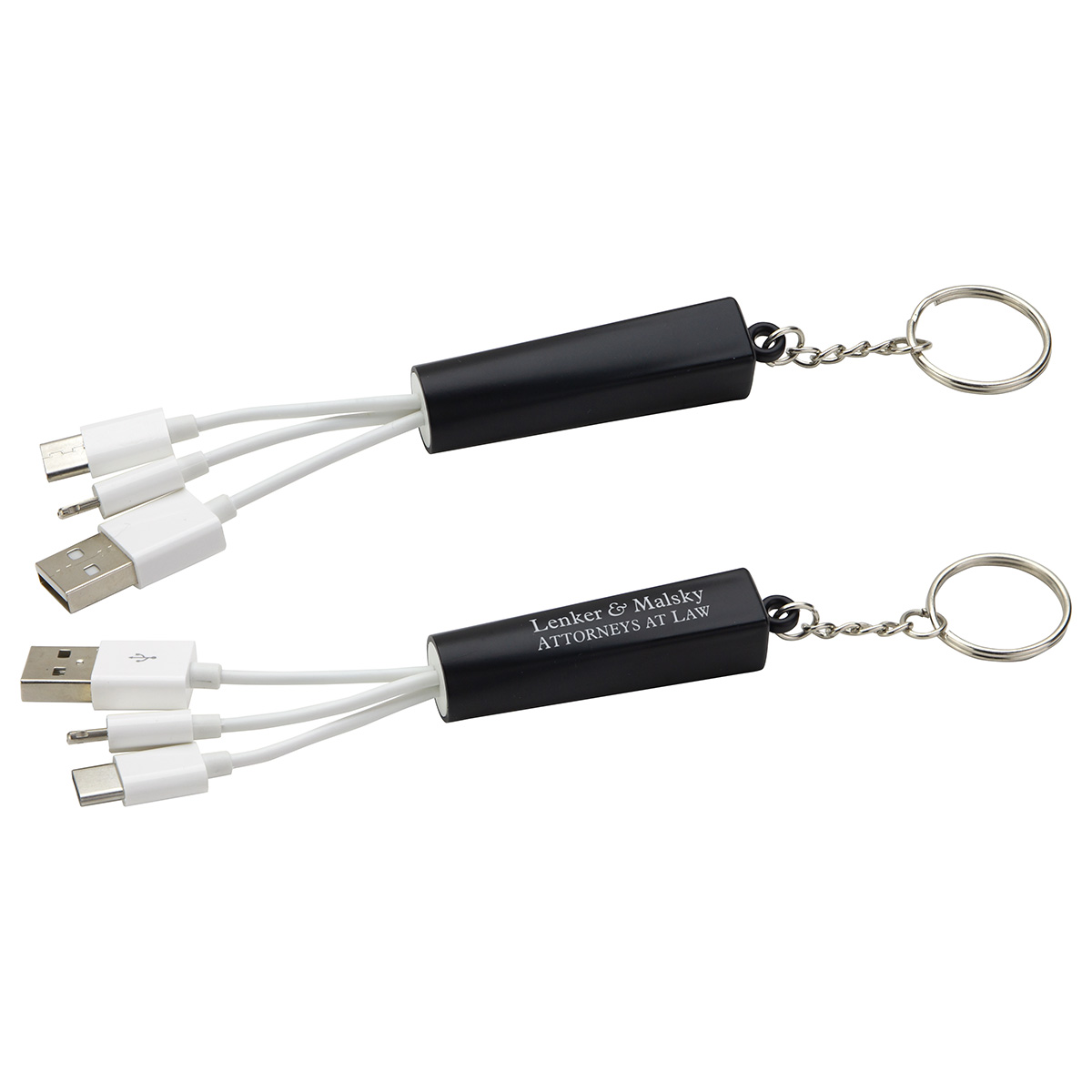 Picture of Trey 3-in-1 Light-Up Charging Cable with Keychain