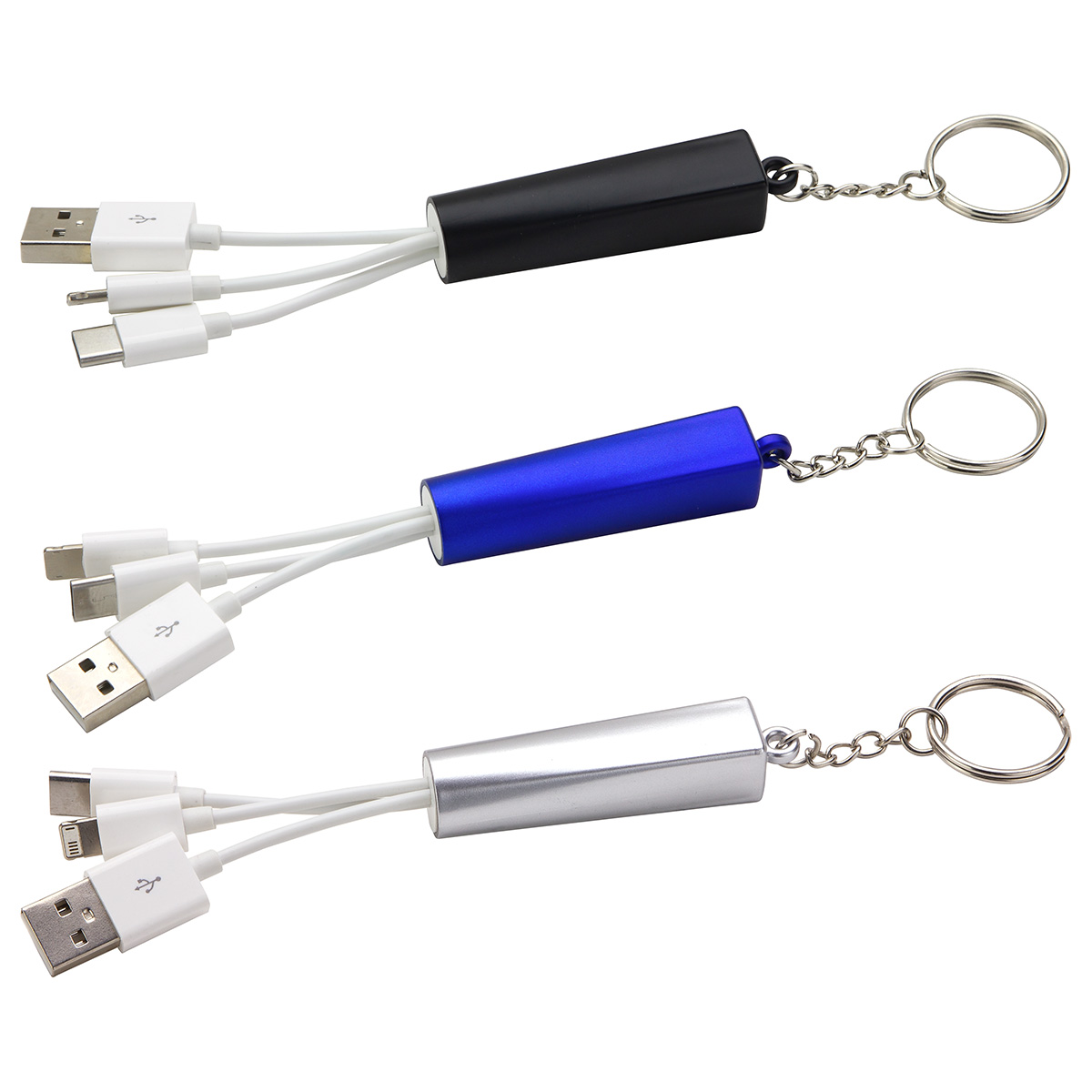 Picture of Trey 3-in-1 Light-Up Charging Cable with Keychain
