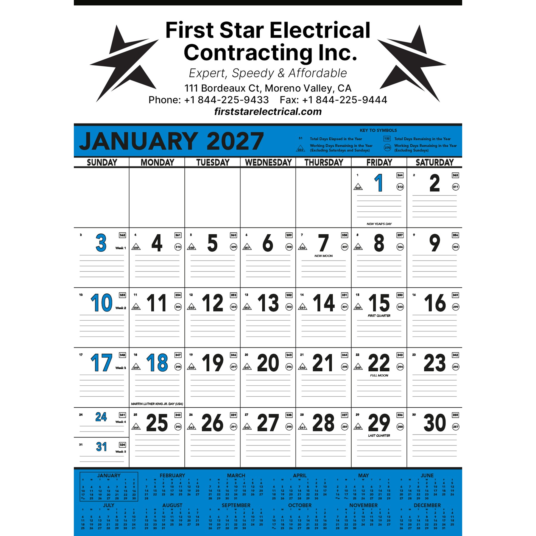 Picture of Commercial Contractor Calendar: Blue & Black 2027