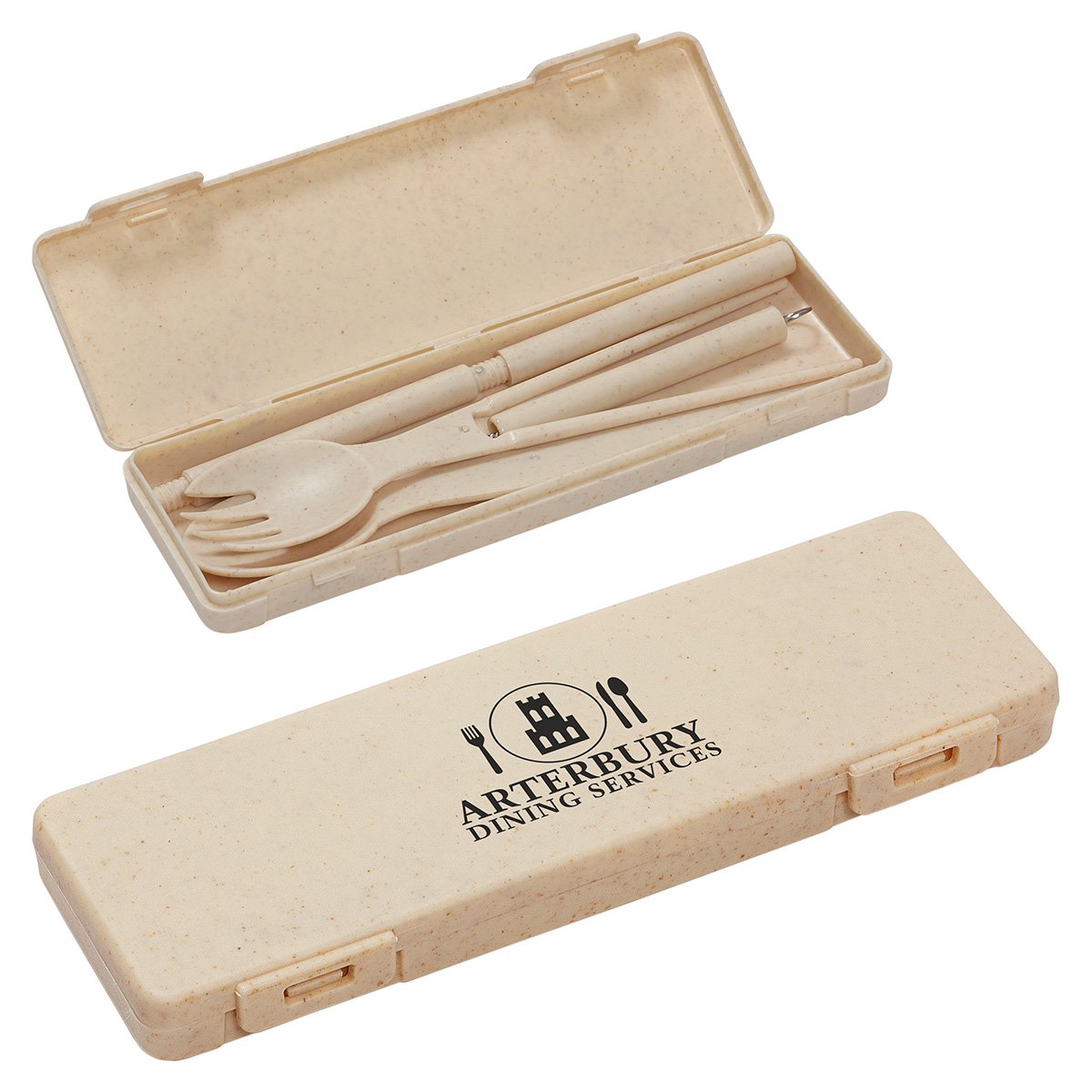 Picture of 6-in-1 Portable Wheatstraw Tableware Set