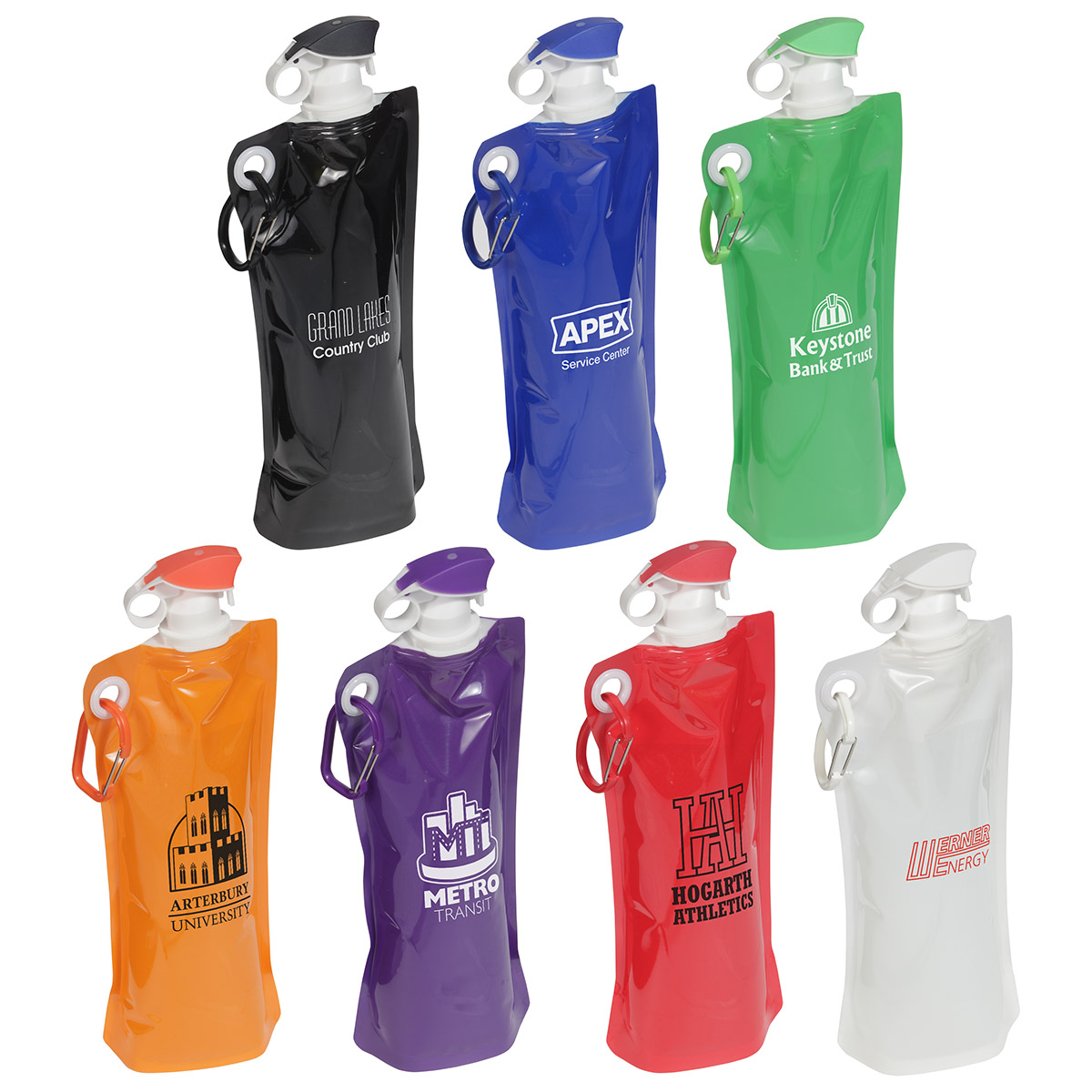 Picture of Flip Top Foldable Water Bottle with Carabiner