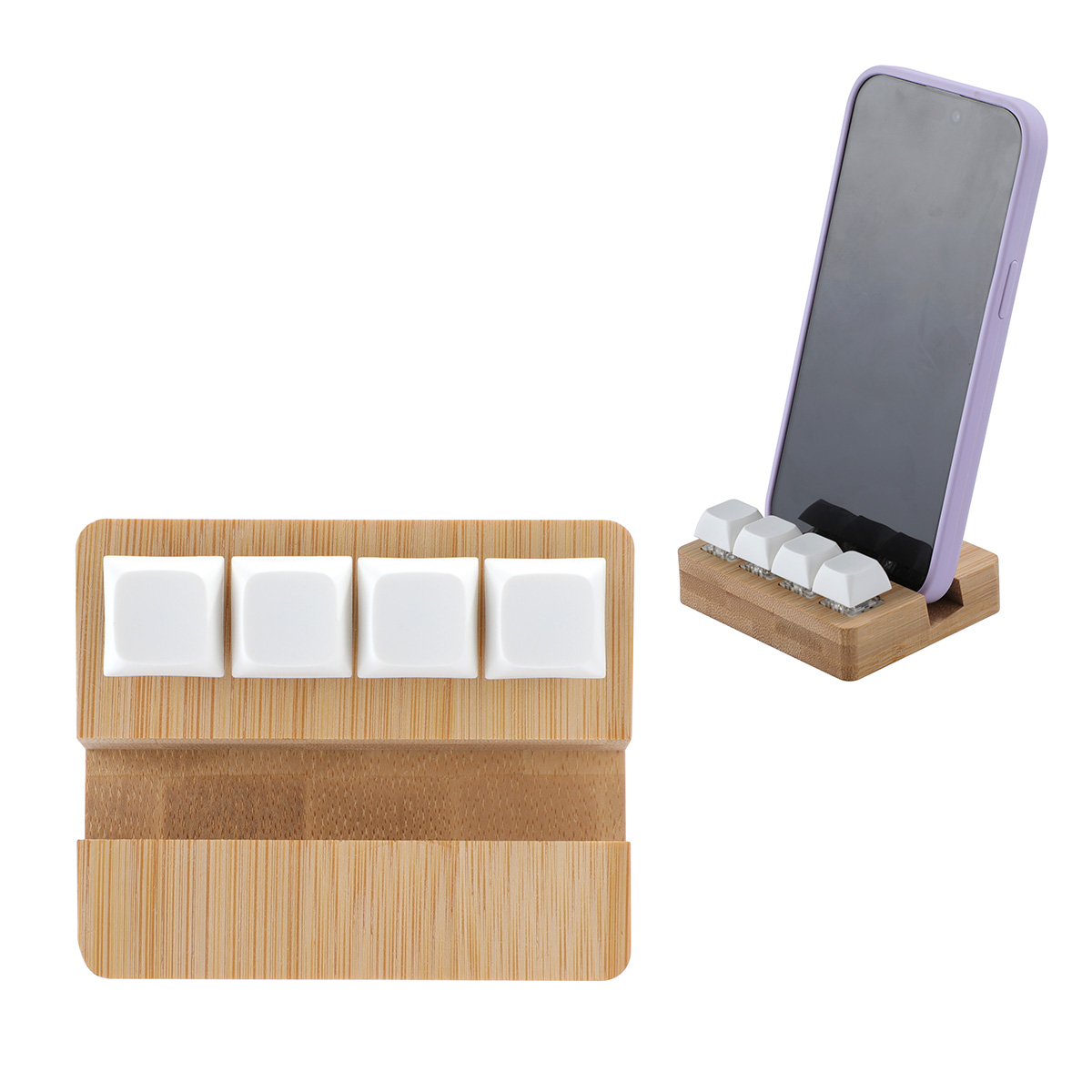 Picture of Bamboo Phone Stand with Stress Reliever Keyboard