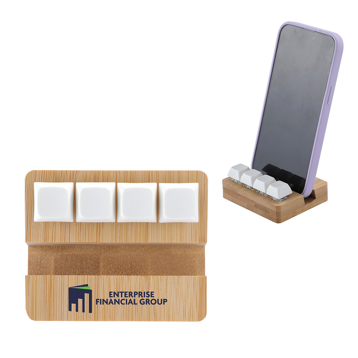 Picture of Bamboo Phone Stand with Stress Reliever Keyboard