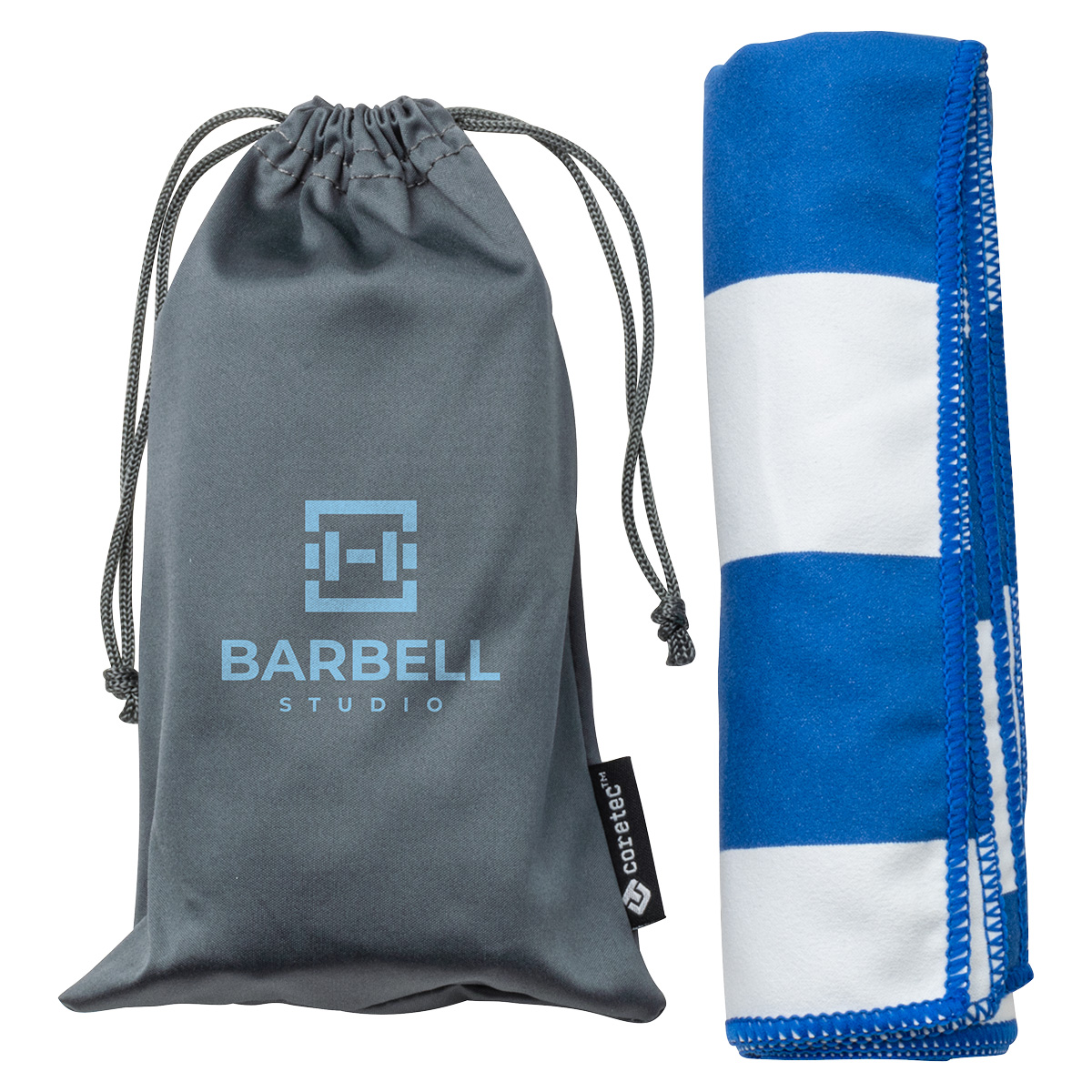 Picture of Fairway 15" x 30" Striped Microfiber Sports Towel with Carrying Pouch