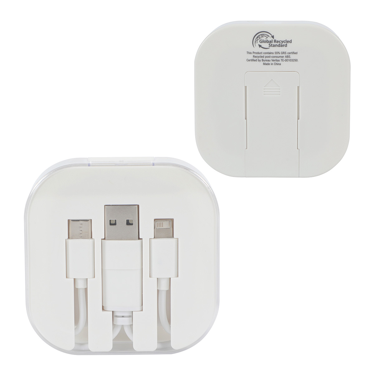 Picture of Tetra 4-in-1 Charging Cable With Recycled ABS Case & Built-In Phone Stand