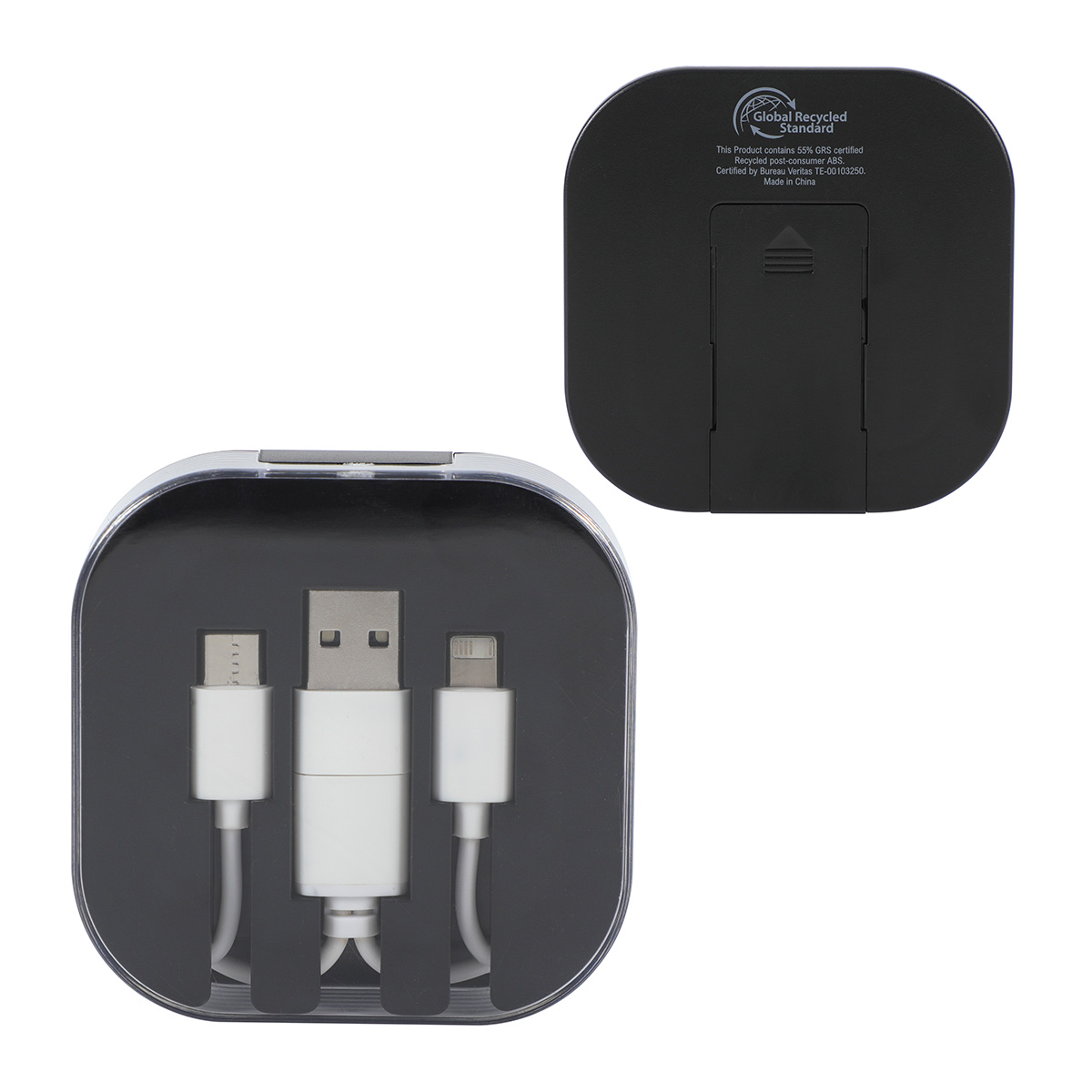 Picture of Tetra 4-in-1 Charging Cable With Recycled ABS Case & Built-In Phone Stand