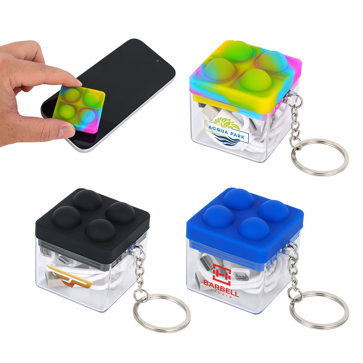 Picture of Push Pop Charging Cable with Keyring & Screen Cleaner