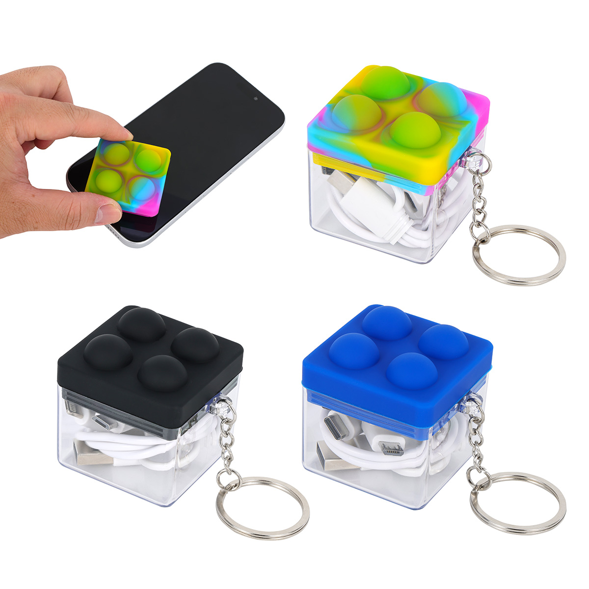 Picture of Push Pop Charging Cable with Keyring & Screen Cleaner