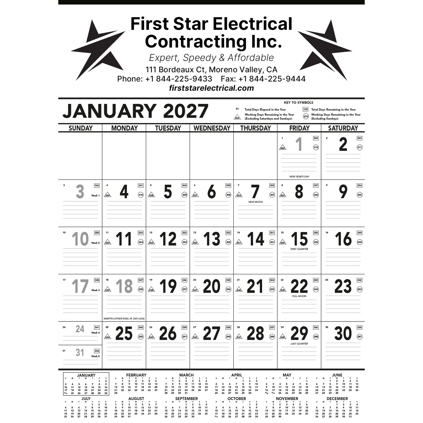 Picture of Commercial Contractor Calendar: Black & White 2027