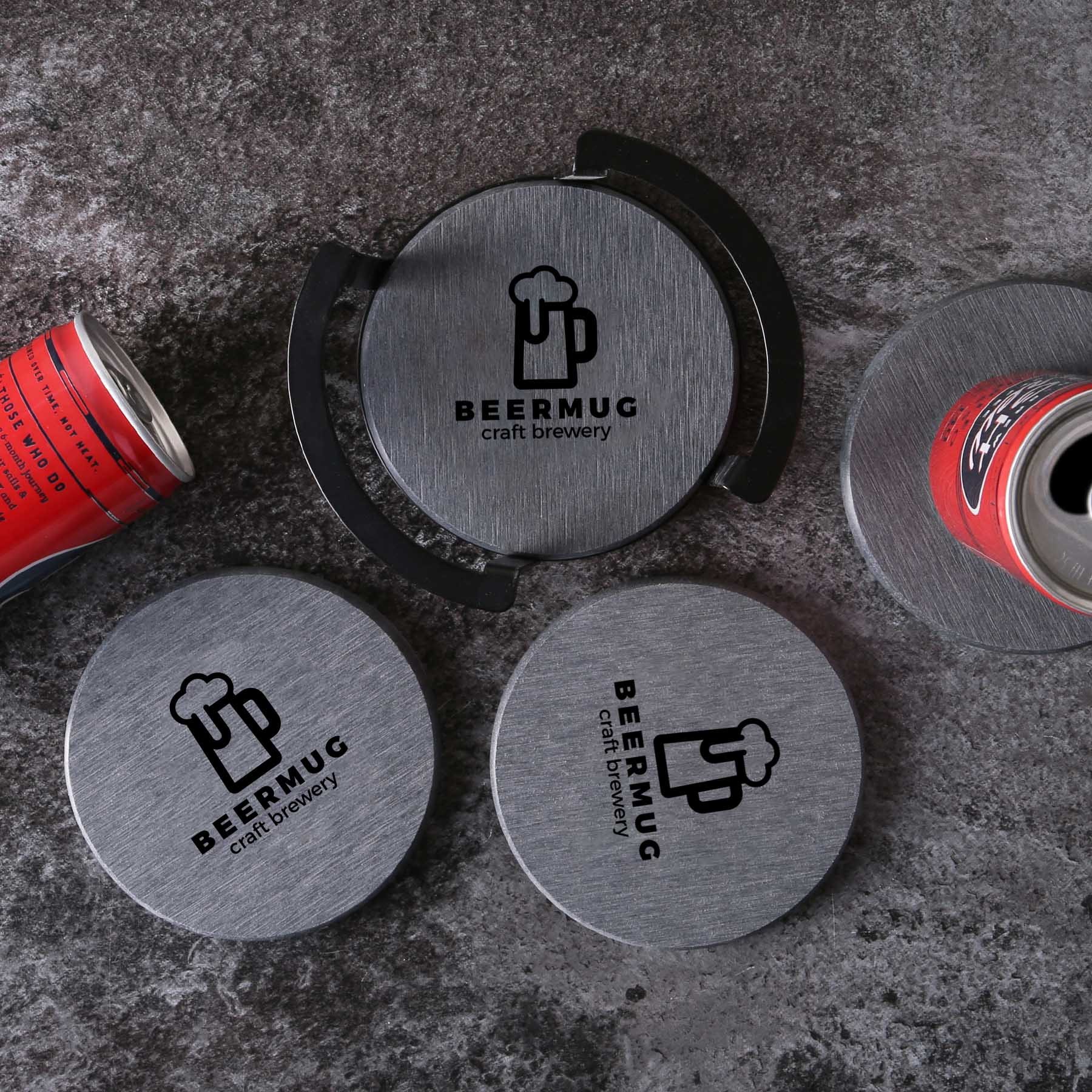 Picture of Relic Diatomite Coaster: 4 pc Set in Metal Stand