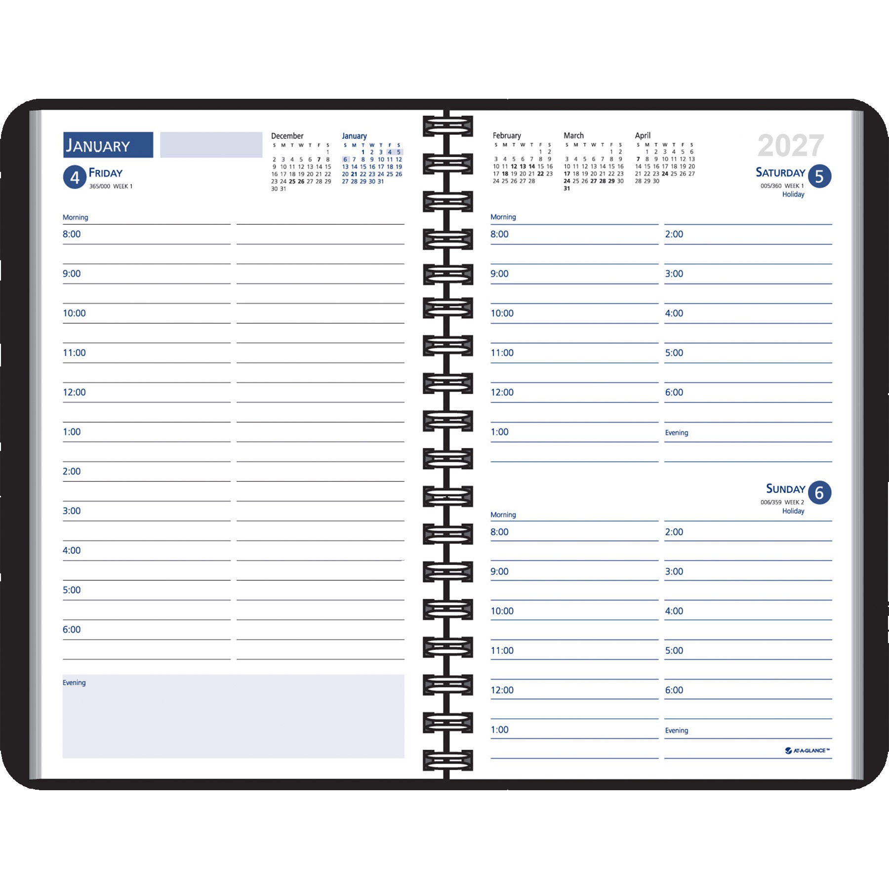 Picture of Ruled Desk Planner, 1 Day Per Page Wired to Cover: 2027