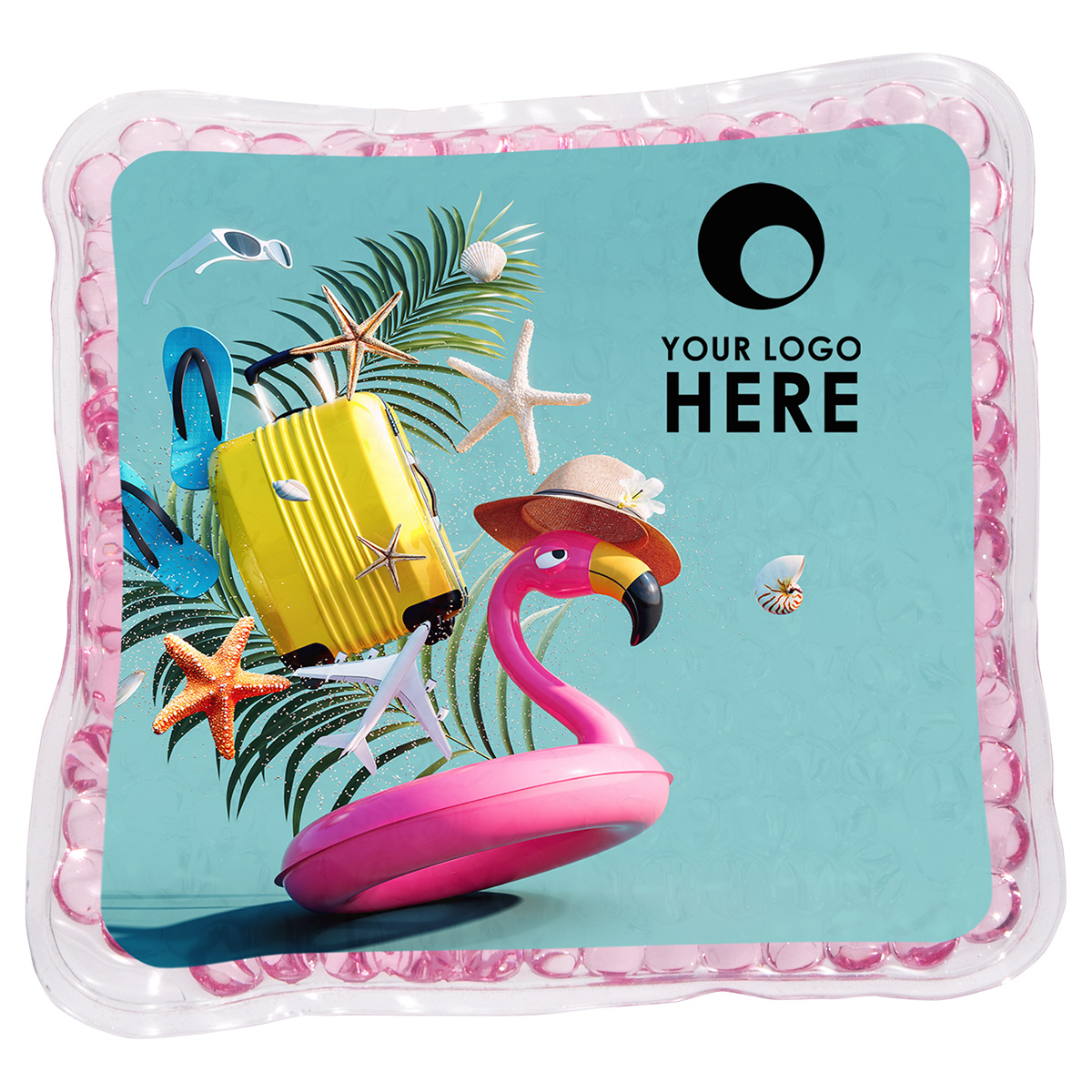 Picture of Pink Flamingo Tube Square Aqua Pearls™ Hot/Cold Pack