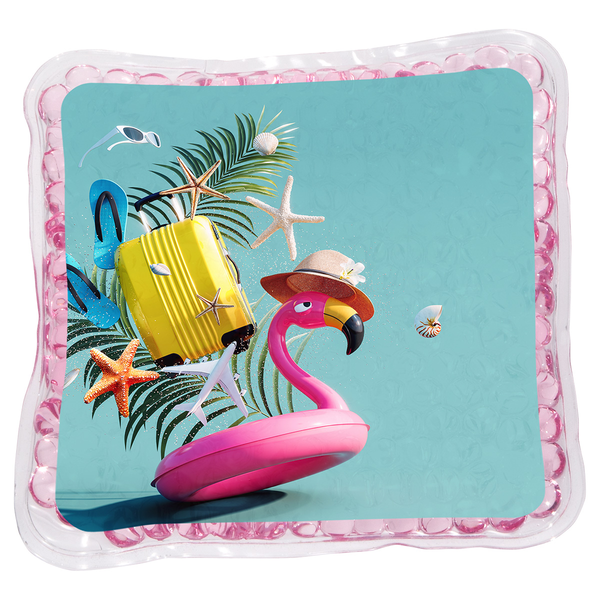 Picture of Pink Flamingo Tube Square Aqua Pearls™ Hot/Cold Pack