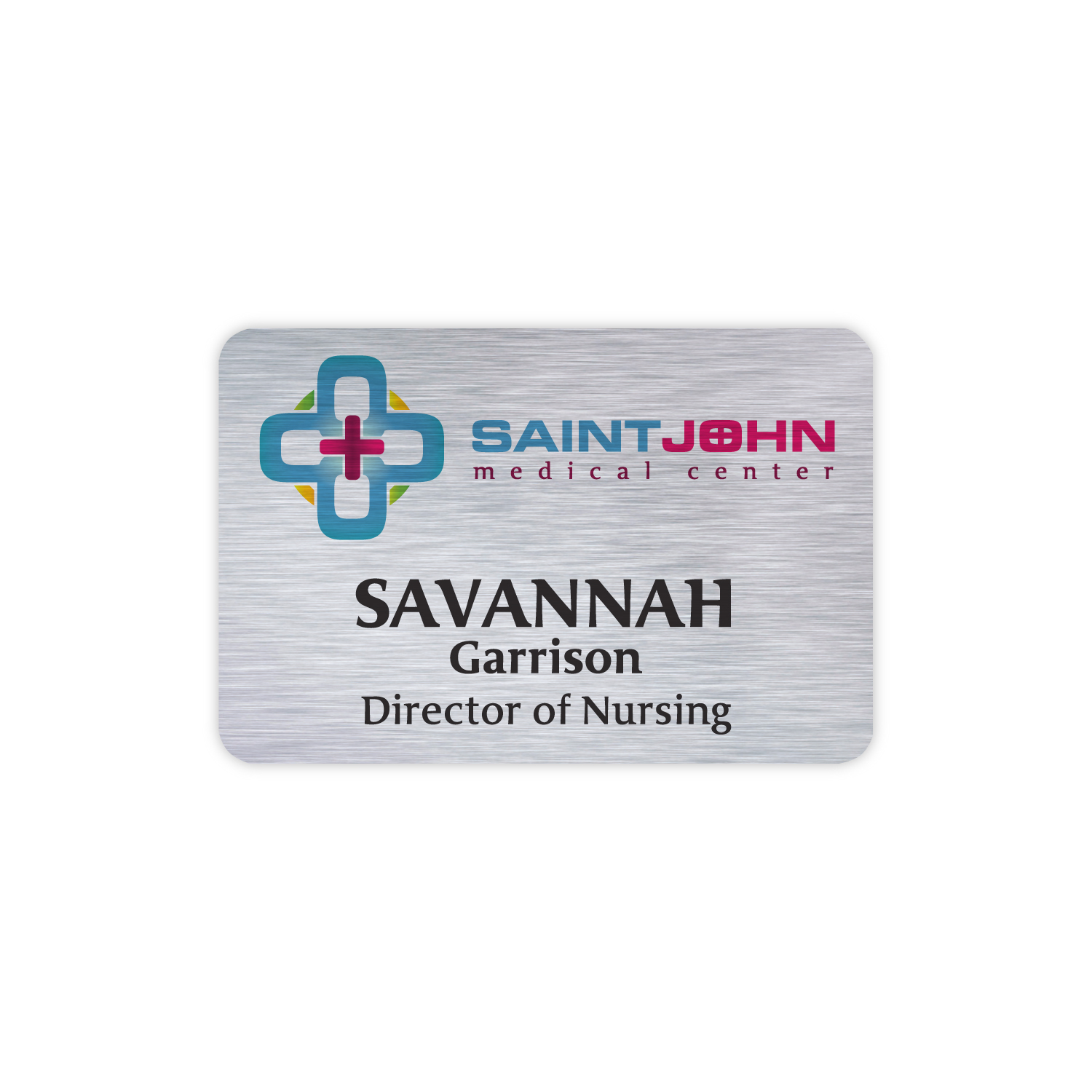 Picture of Savannah Custom Metal Name Badge (Custom sized between 6 and 9 sq. in.)