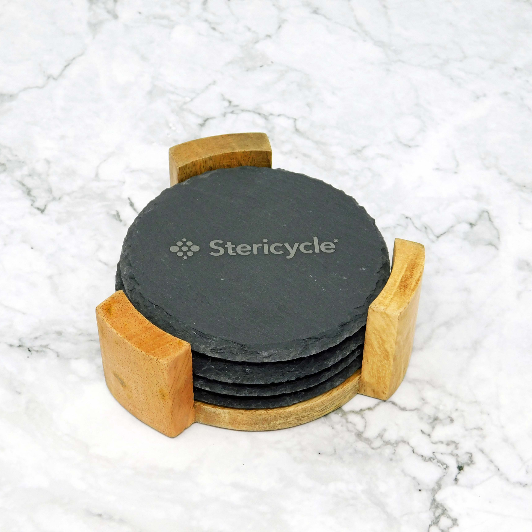 Picture of 4 Pc. Slate Coaster Set with Wood Stand
