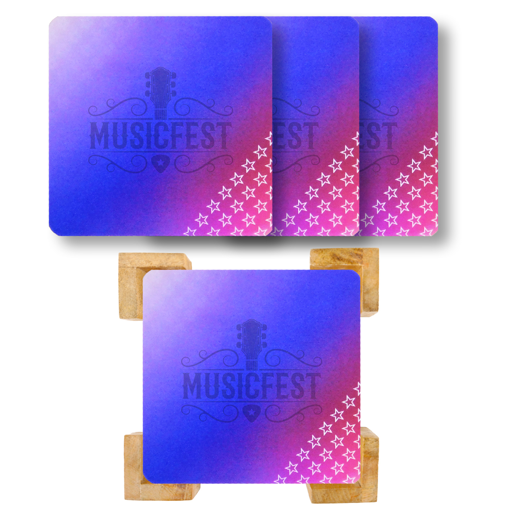 Picture of The Illusionist Lenticular Coaster: 4 Pc. Set in Bamboo Stand