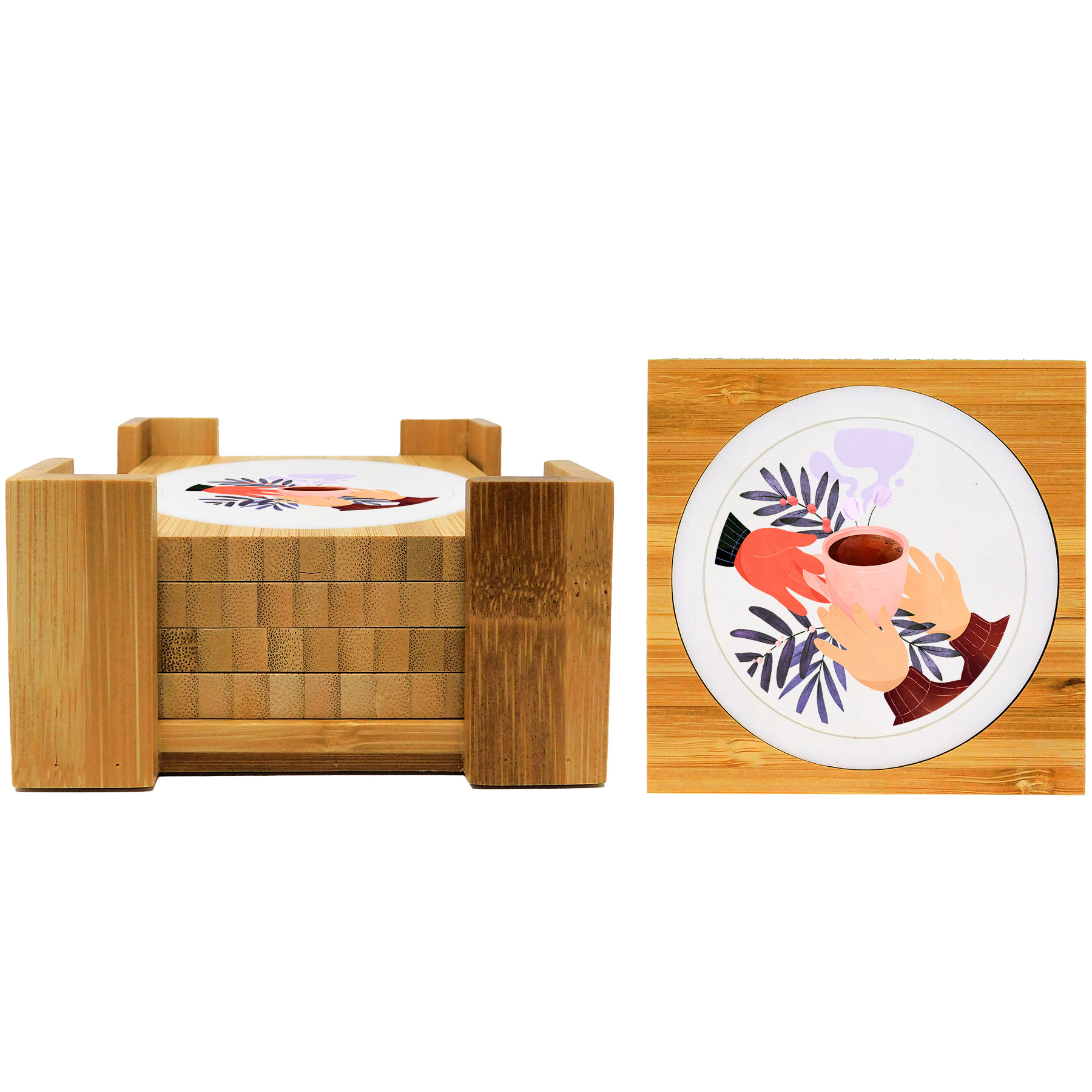 Picture of 4 Pc. Spectrum Bamboo Coaster Set