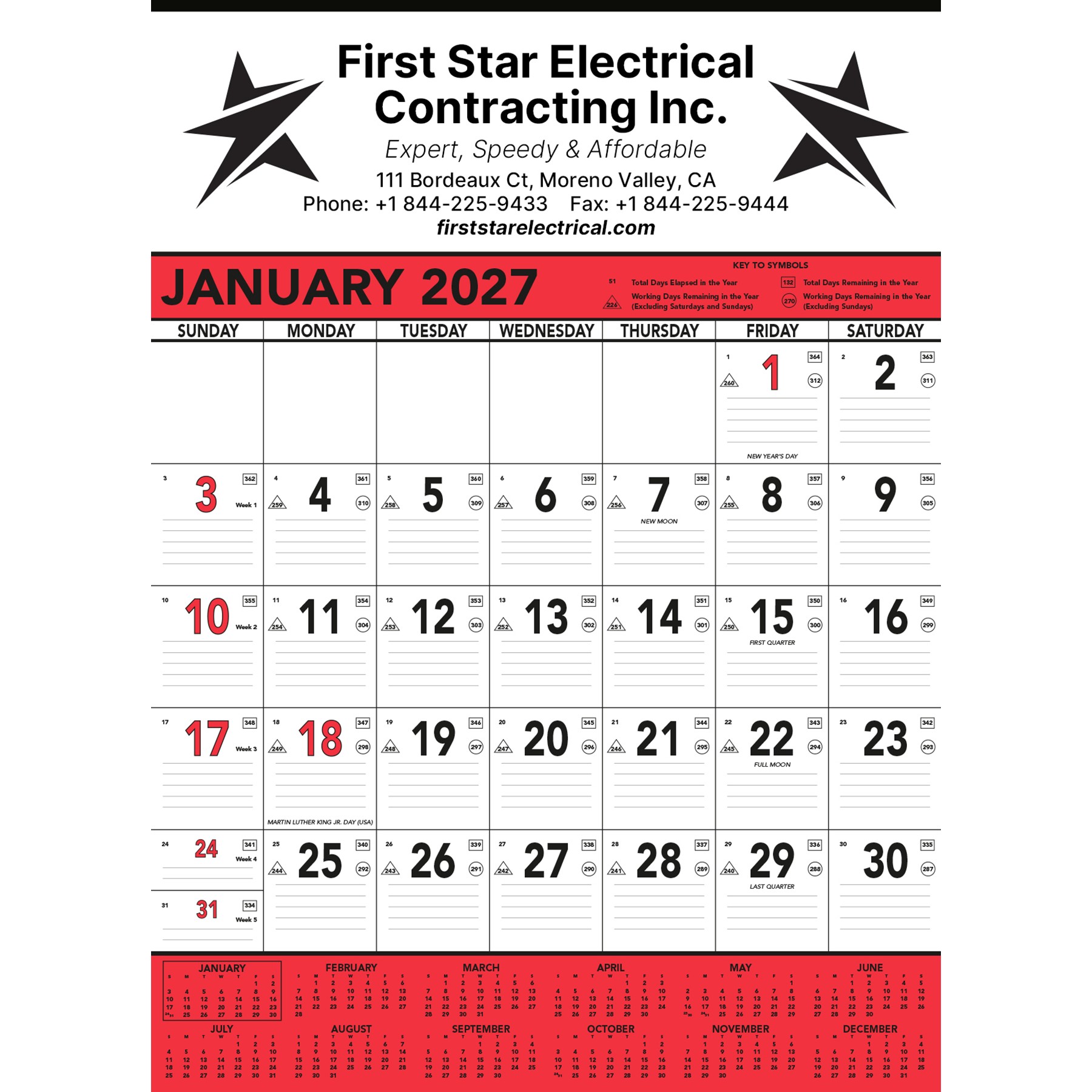 Picture of Commercial Contractor Calendar: Red & Black 2027