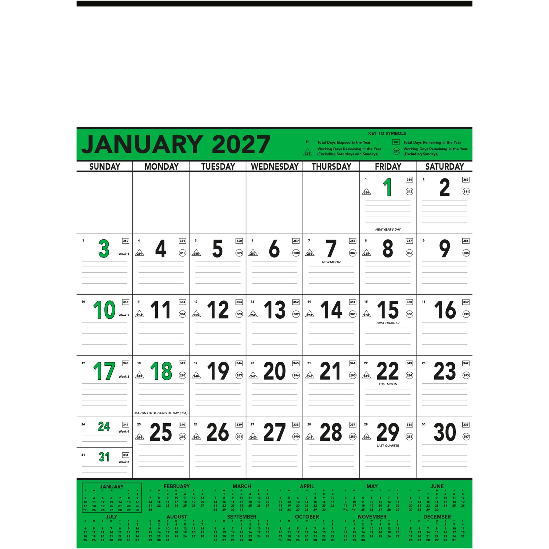 Picture of Commercial Contractor Calendar: Green & Black 2027