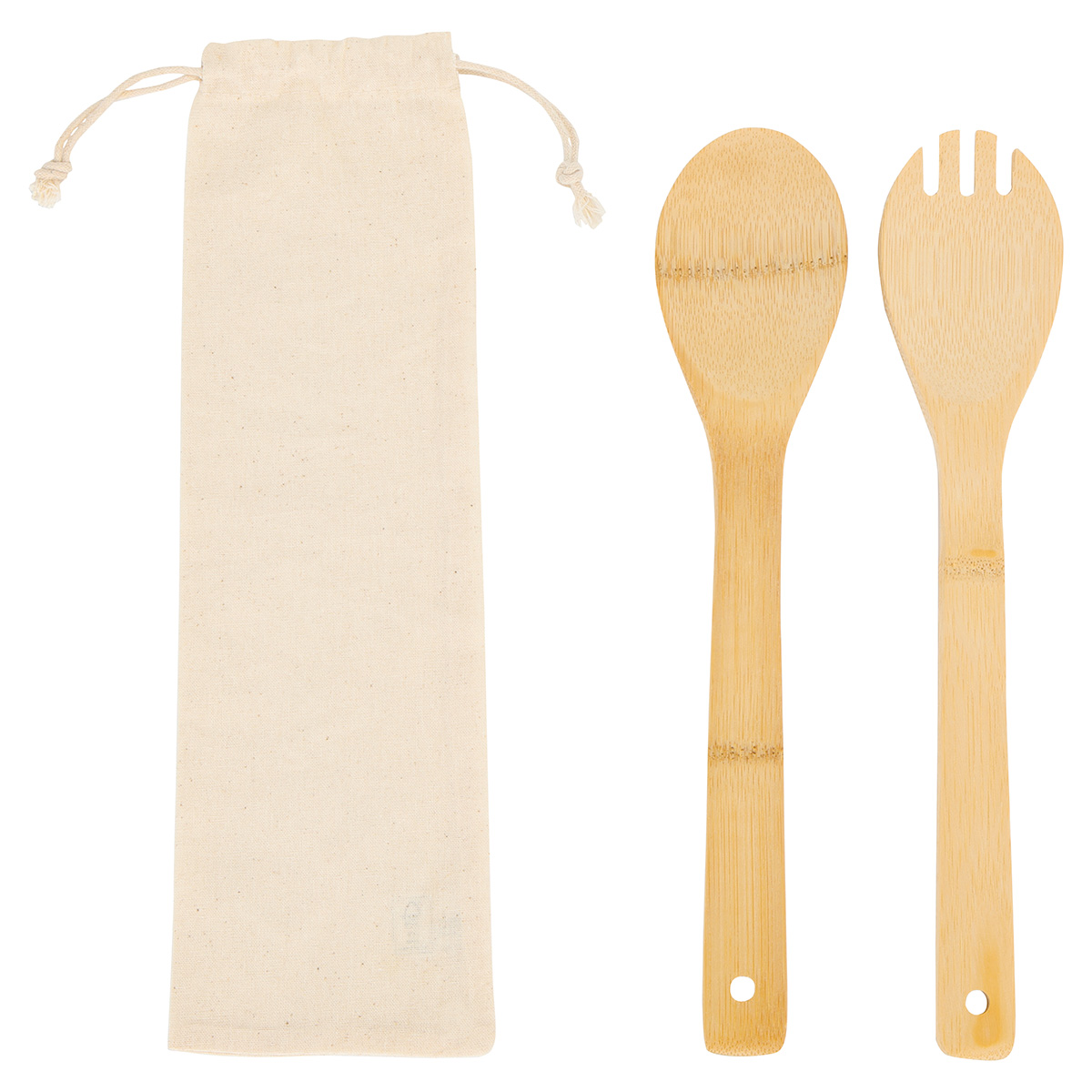 Picture of Bamboo Salad Utensils with Cotton Pouch