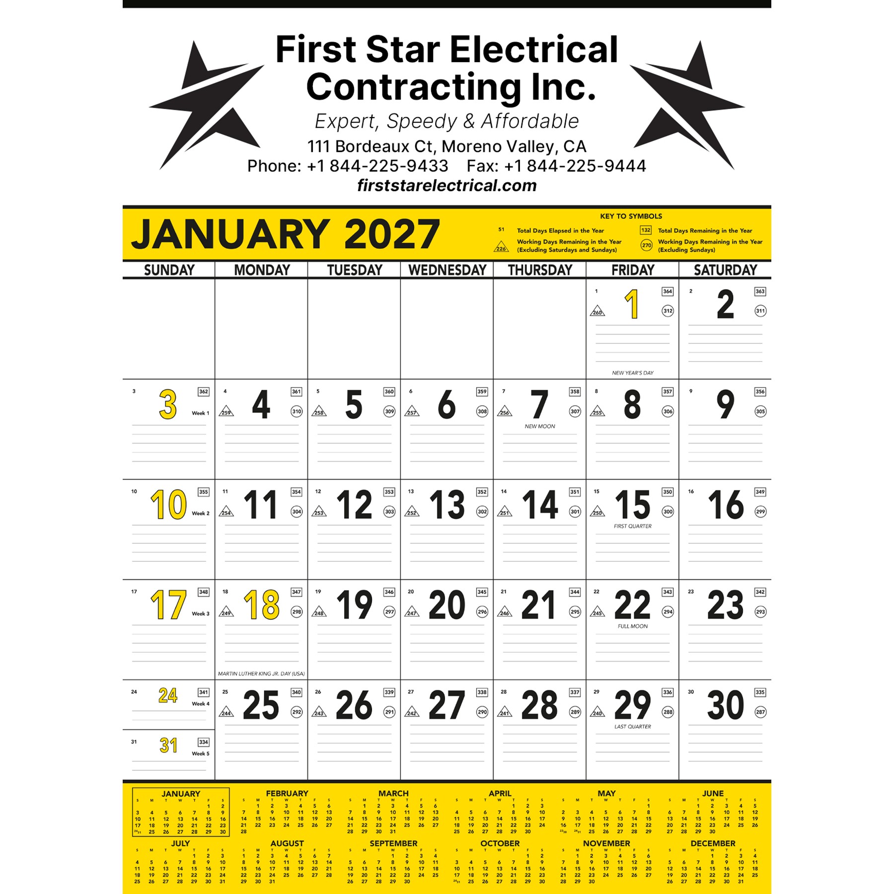 Picture of Commercial Contractor Calendar: Yellow & Black 2027