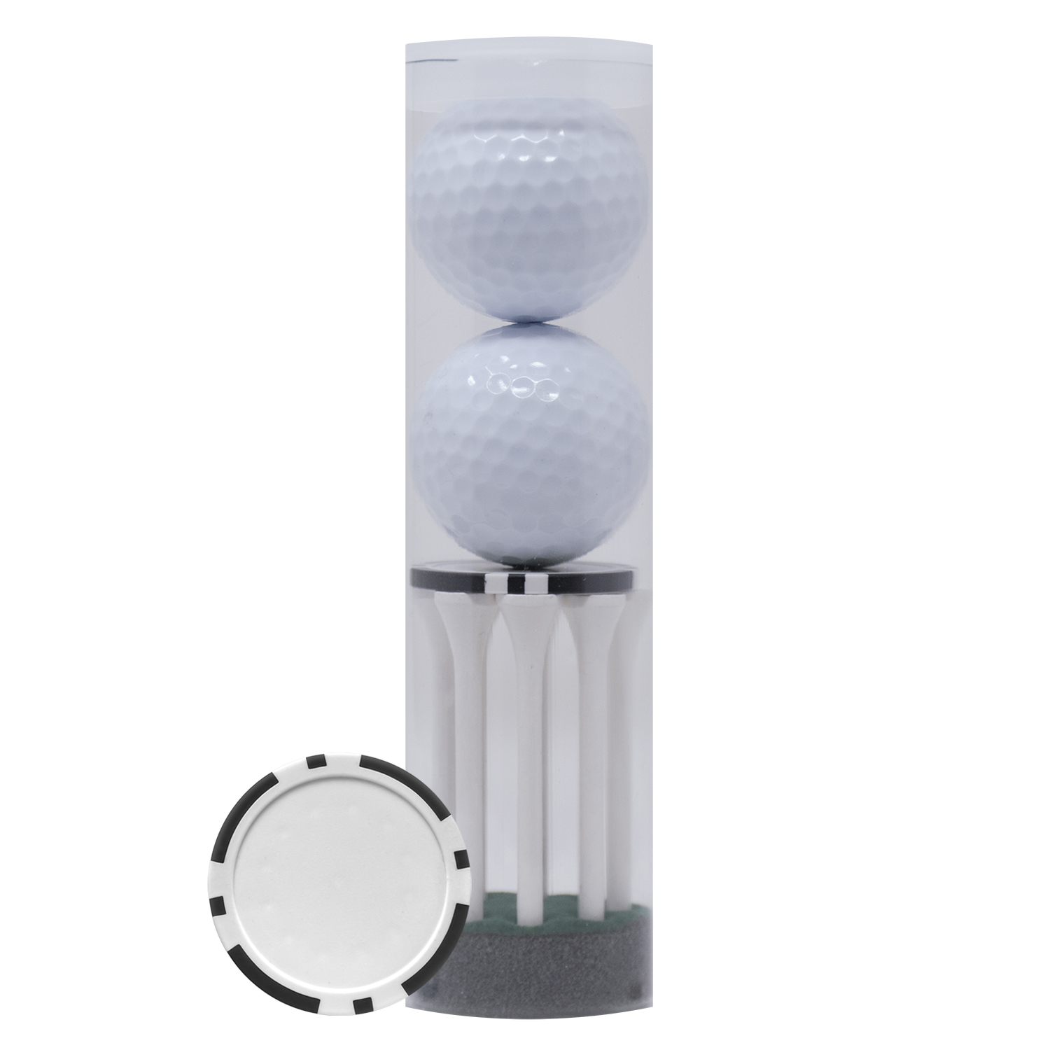 Picture of 2-Ball & 8-Tee Tube w/Poker Chip Ball Marker