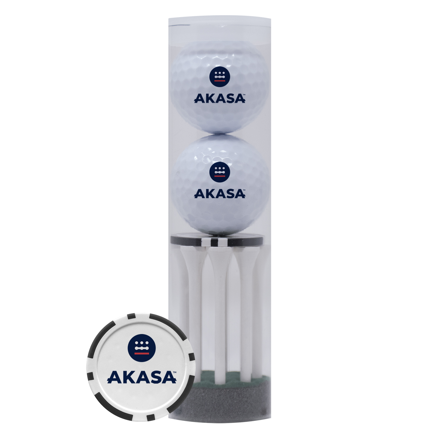 Picture of 2-Ball & 8-Tee Tube w/Poker Chip Ball Marker