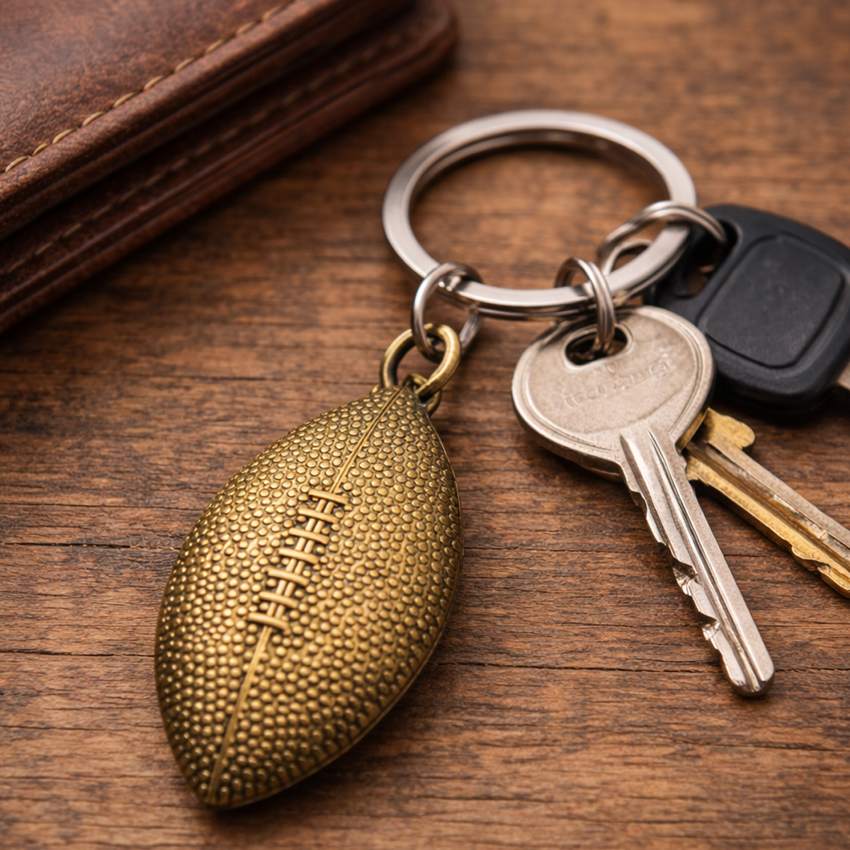 Picture of Football Shaped Metal Keychain