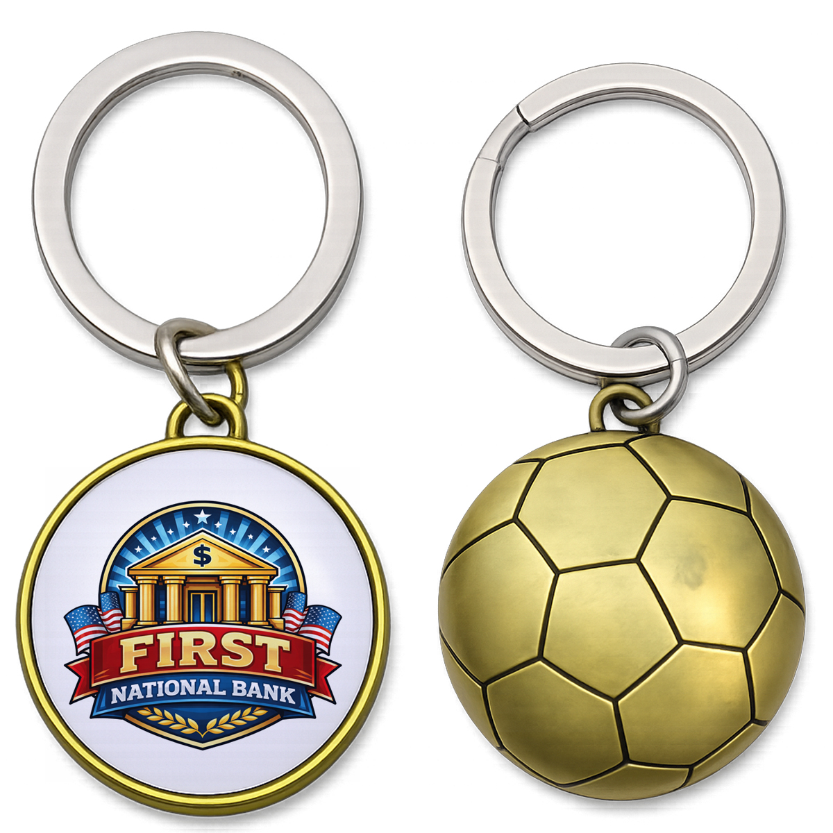 Picture of Soccer Ball Shaped Metal Keychain