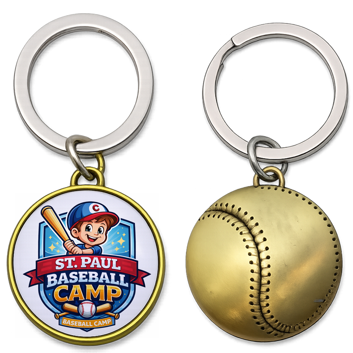 Picture of Baseball Shaped Metal Keychain
