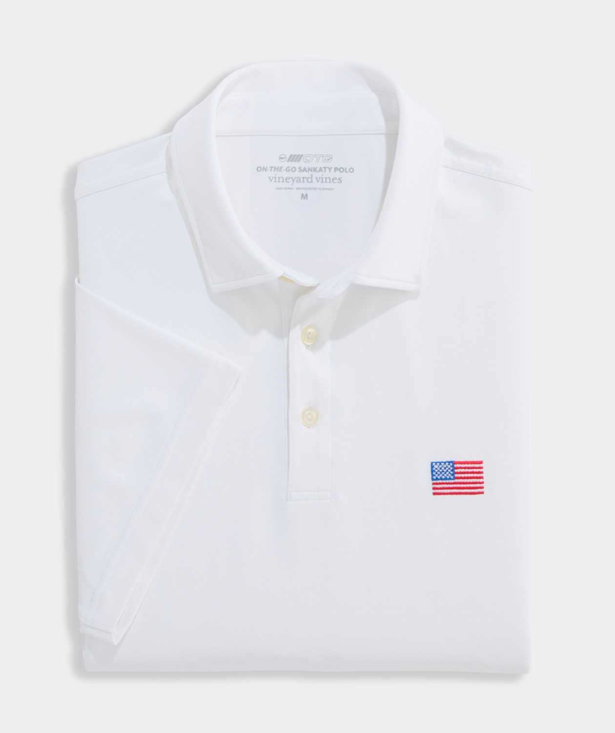 Picture of Vineyard Vines Men's Performance American Flag Solid Sankaty Polo