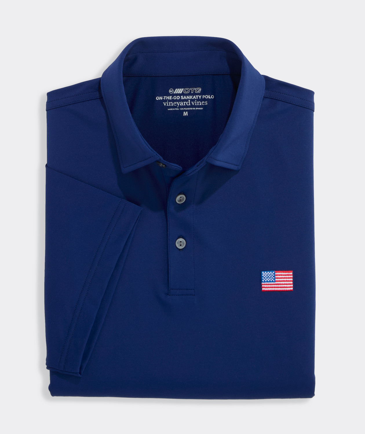 Picture of Vineyard Vines Men's Performance American Flag Solid Sankaty Polo