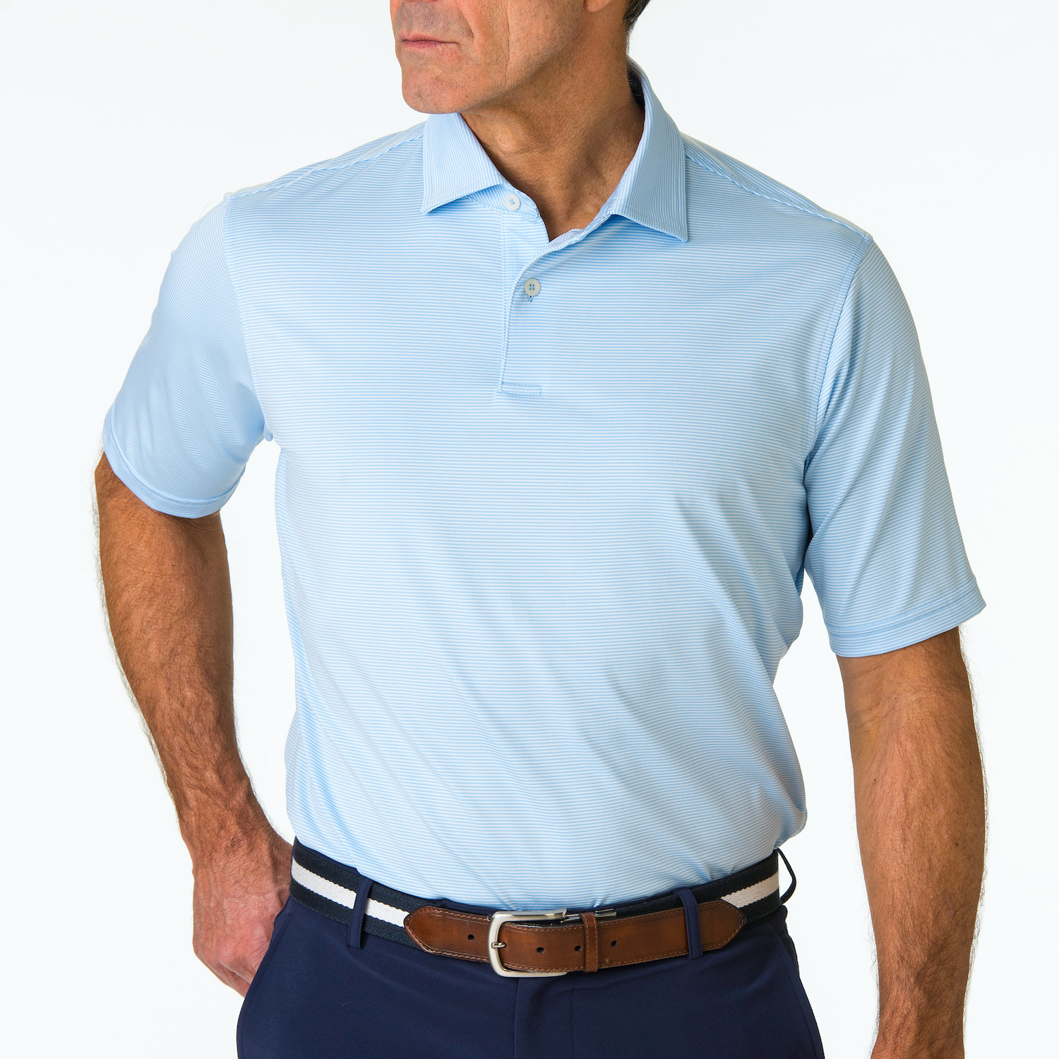 Picture of Fairway & Greene Men's Mini Stripe Tech Jersey Polo Shirt USA MADE