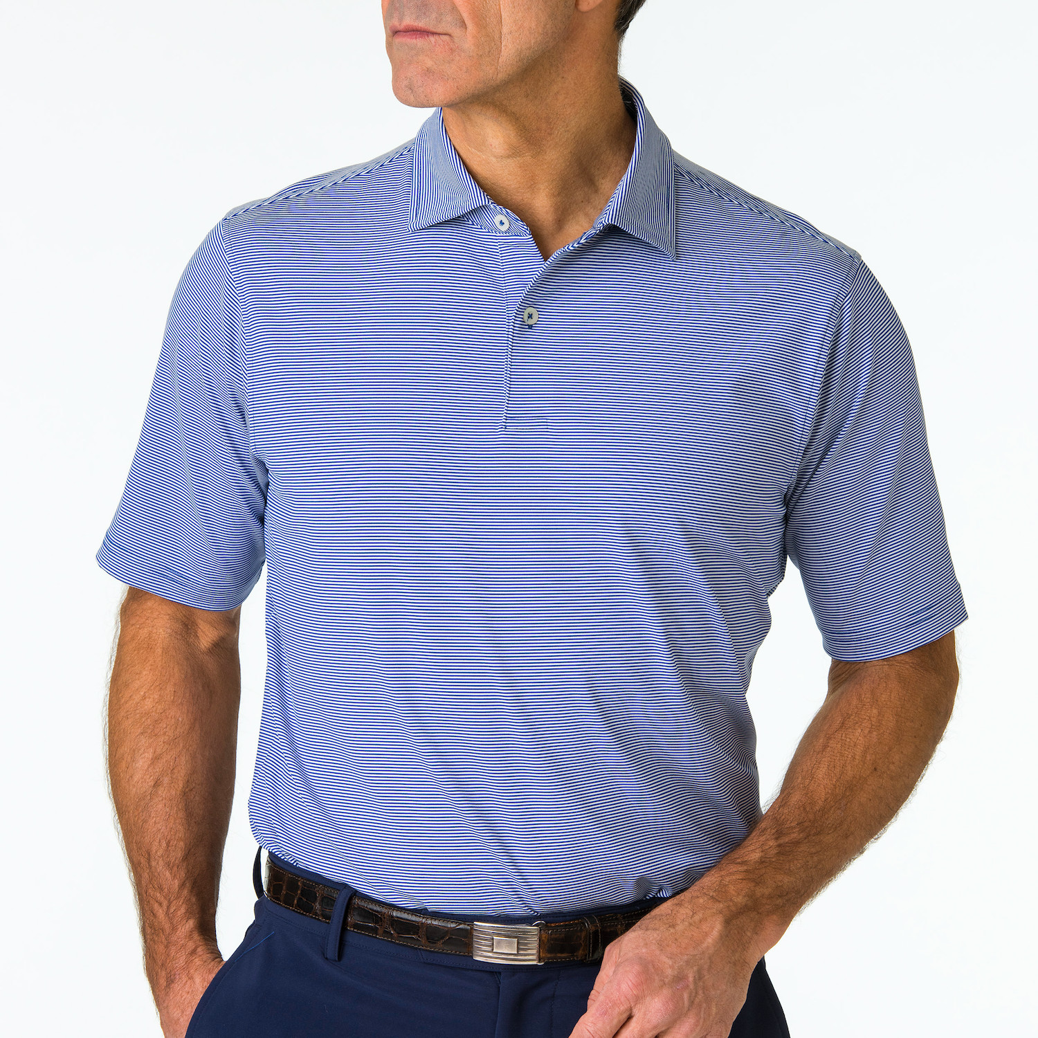 Picture of Fairway & Greene Men's Mini Stripe Tech Jersey Polo Shirt USA MADE