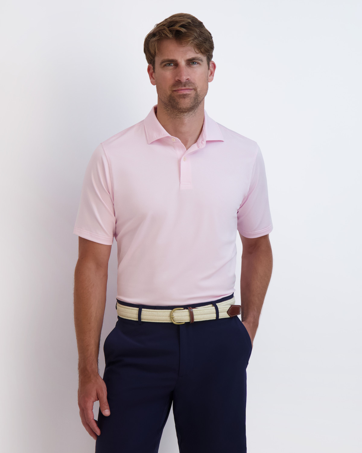 Picture of Fairway & Greene Men's Mini Stripe Tech Jersey Polo Shirt USA MADE