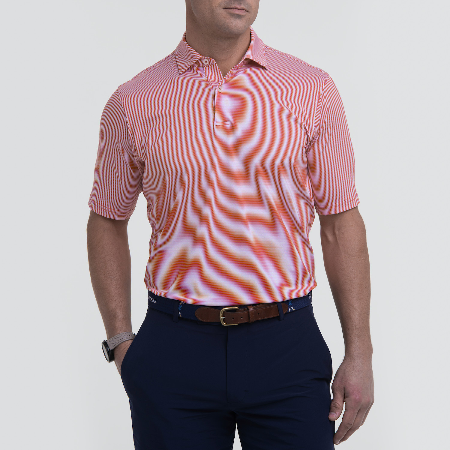 Picture of Fairway & Greene Men's Mini Stripe Tech Jersey Polo Shirt USA MADE