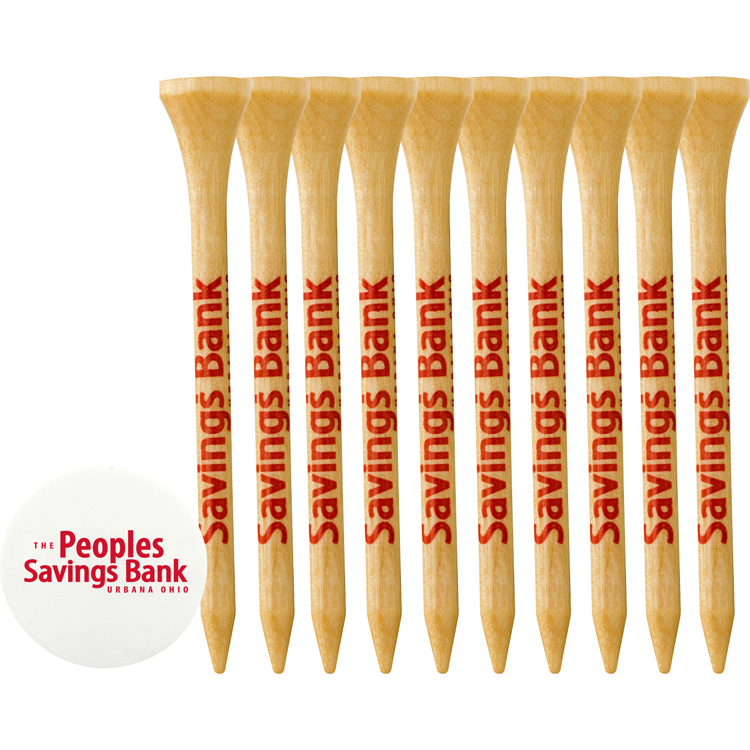 Picture of 10 Wood Golf Tees and Ball Marker