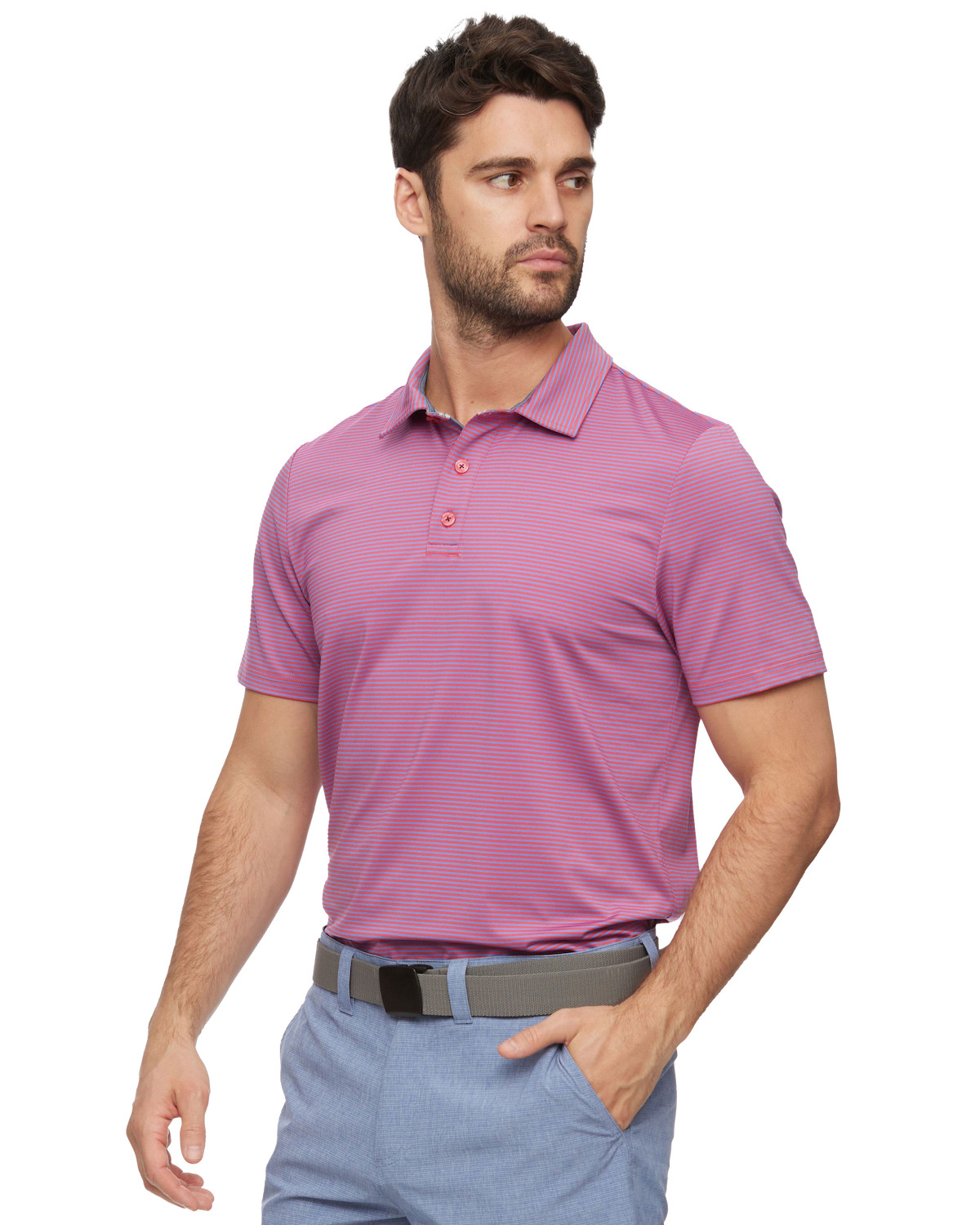 Picture of Flag & Anthem Men's Naples SS Signature Striped Polo