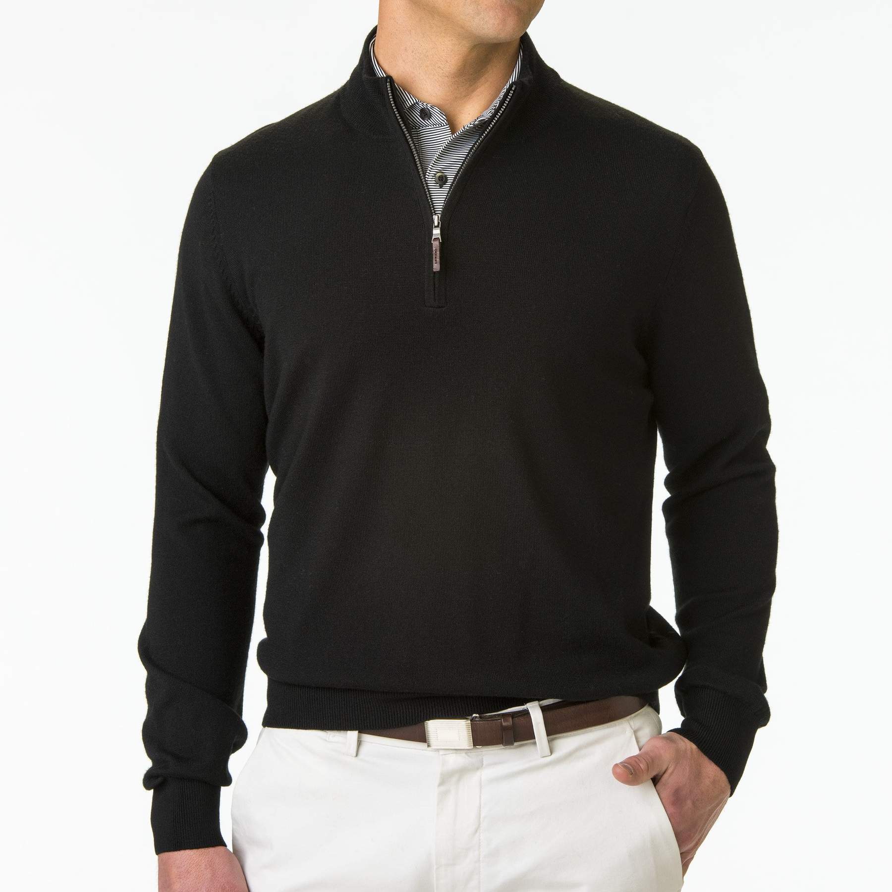 Picture of Fairway & Greene Men's Baruffa Merino Classic Quarter-Zip Pullover Sweater