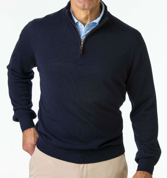Picture of Fairway & Greene Men's Baruffa Merino Classic Quarter-Zip Pullover Sweater